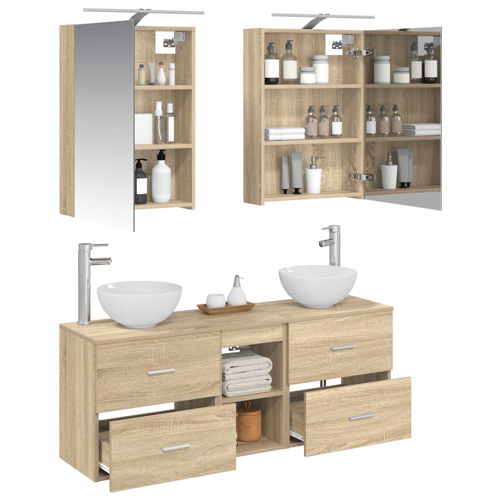 Set ormarića za kupaonicu 5 pcs Hrast sonoma 50 x 14,5 x 70 cm