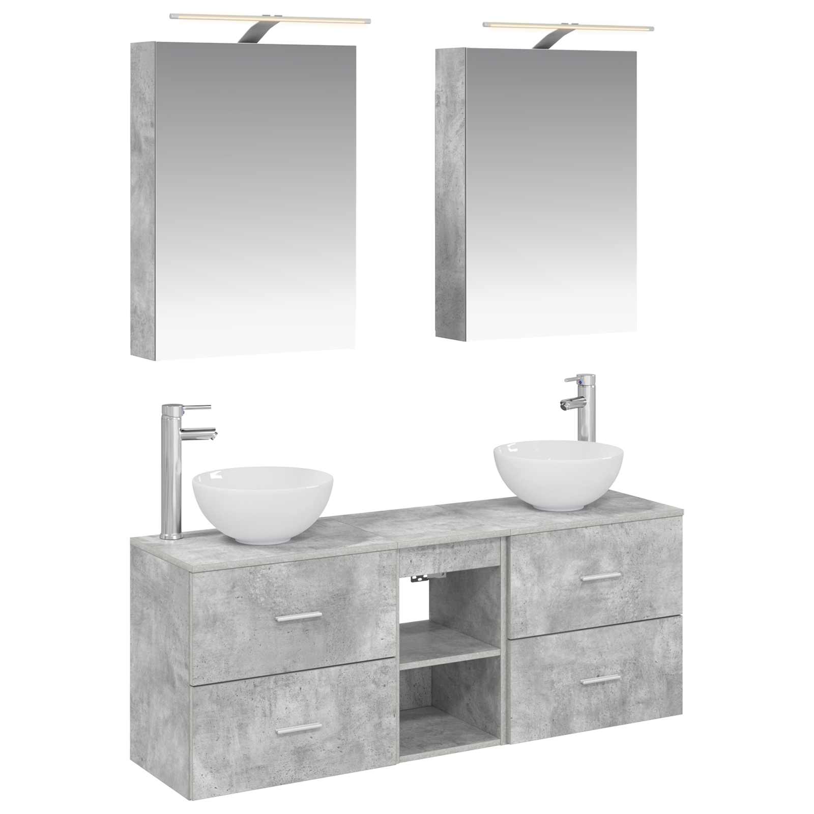 Set ormarića za kupaonicu 5 pcs Betonska siva 50 x 14,5 x 70 cm