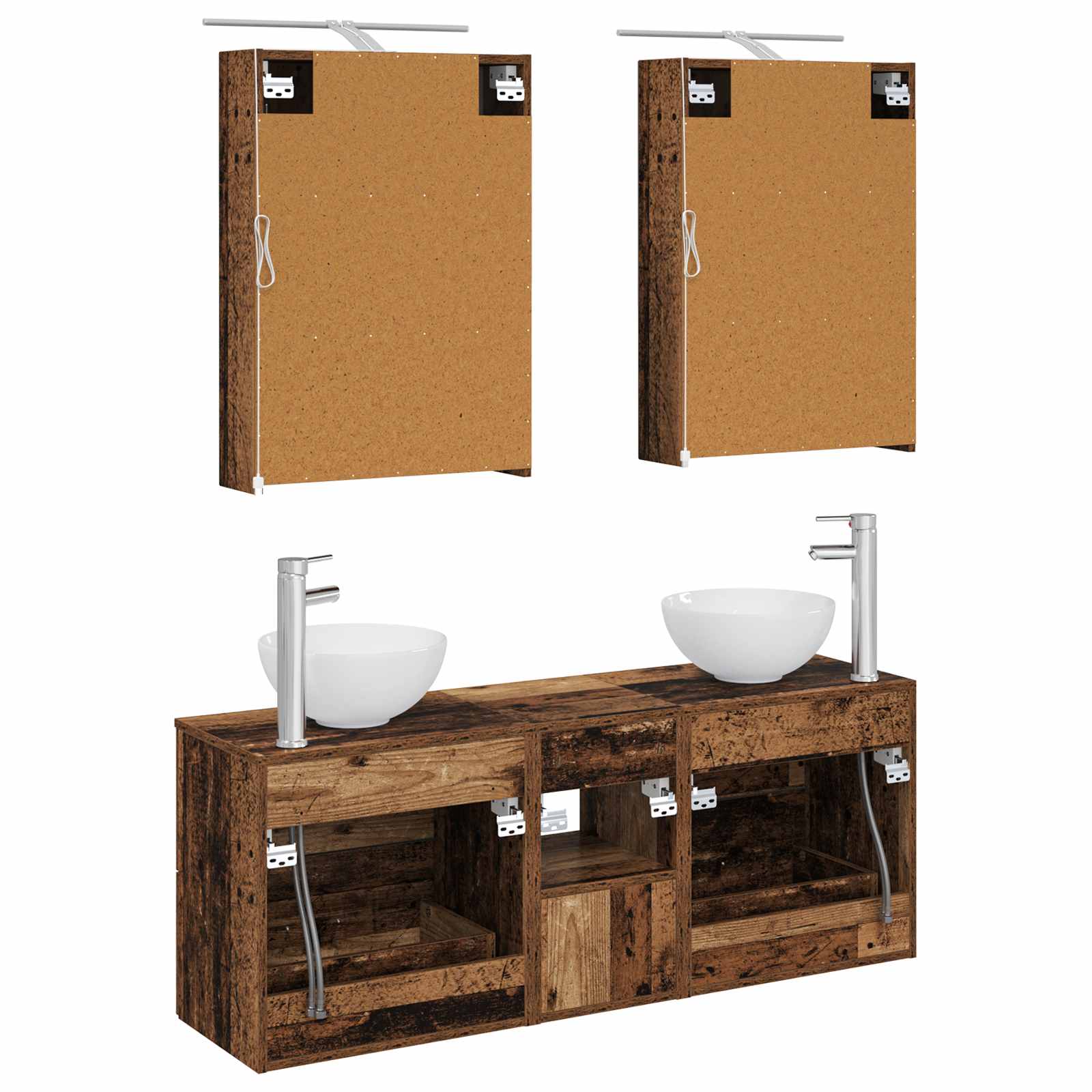 Set ormarića za kupaonicu 5 pcs Staro drvo 50 x 14,5 x 70 cm
