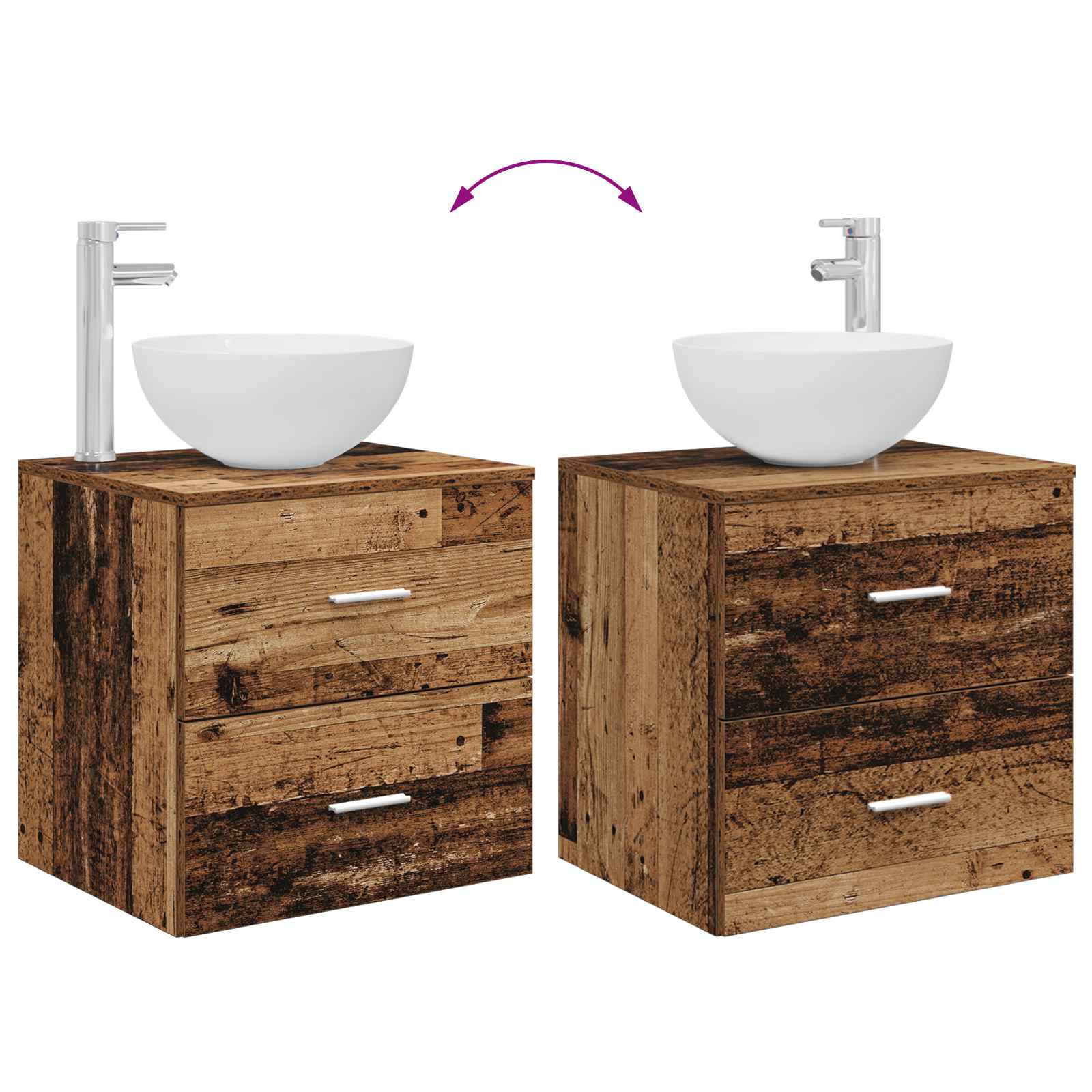 Set ormarića za kupaonicu 5 pcs Staro drvo 50 x 14,5 x 70 cm