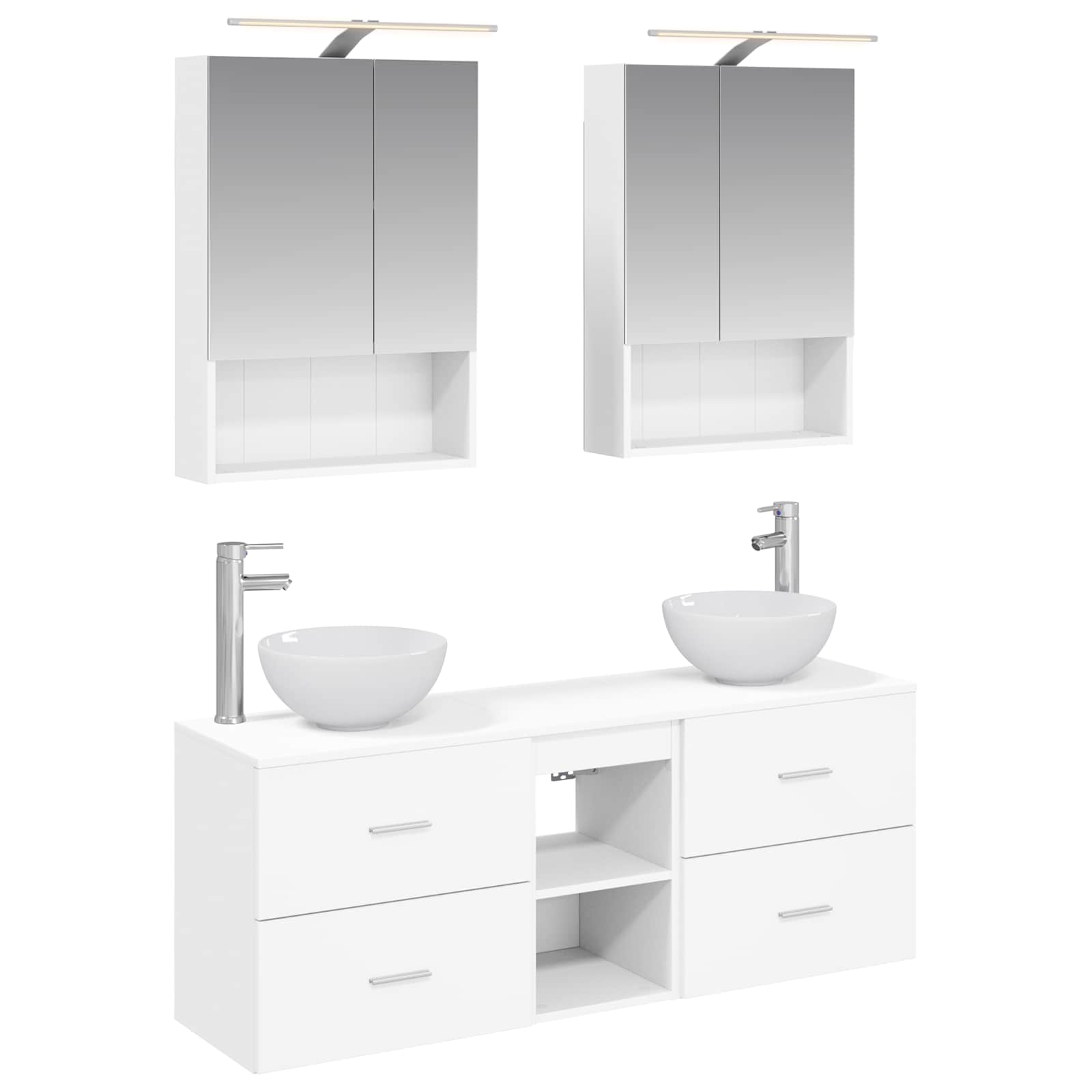 Set ormarića za kupaonicu 5 pcs Bijela 50 x 14,5 x 70 cm
