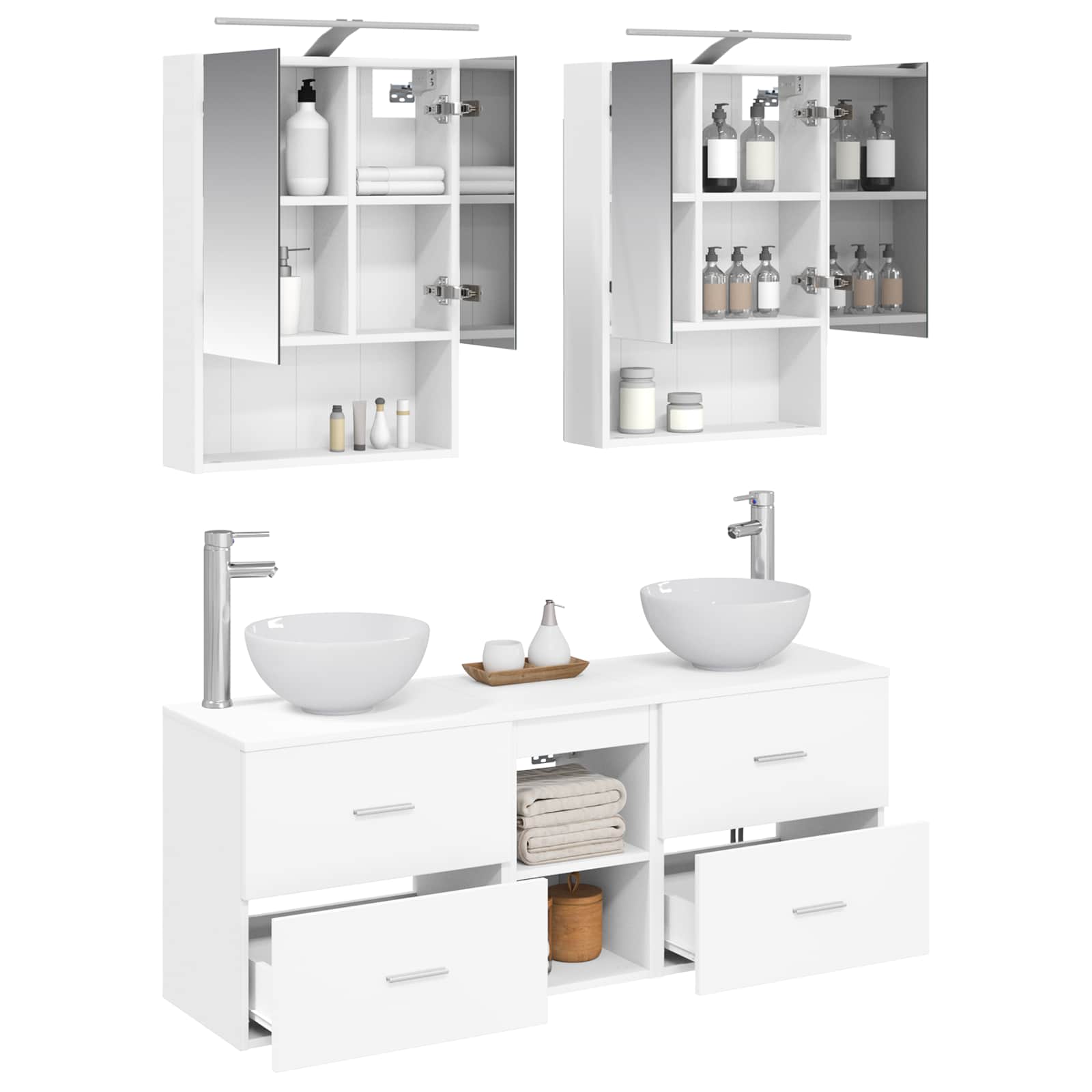 Set ormarića za kupaonicu 5 pcs Bijela 50 x 14,5 x 70 cm