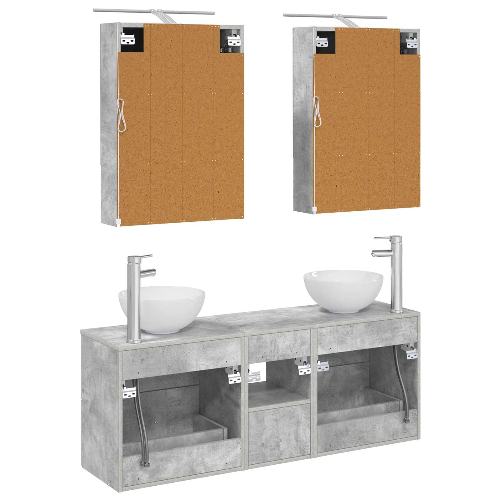 Set ormarića za kupaonicu 5 pcs Betonska siva 50 x 14,5 x 70 cm