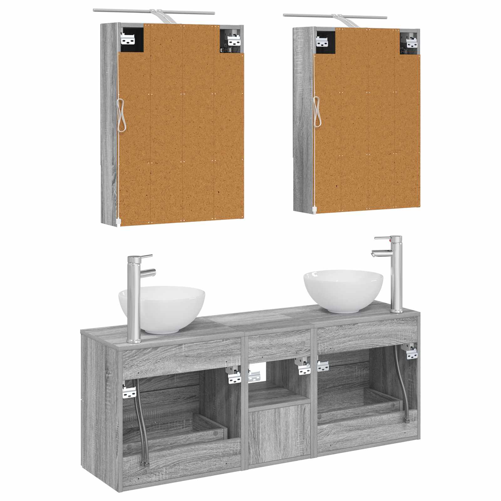 Set ormarića za kupaonicu 5 pcs Siva Sonoma 50 x 14,5 x 70 cm