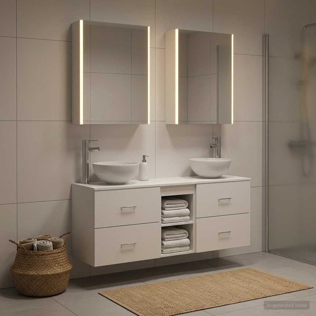 Set ormarića za kupaonicu 5 pcs Bijela 53 x 15,5 x 70 cm