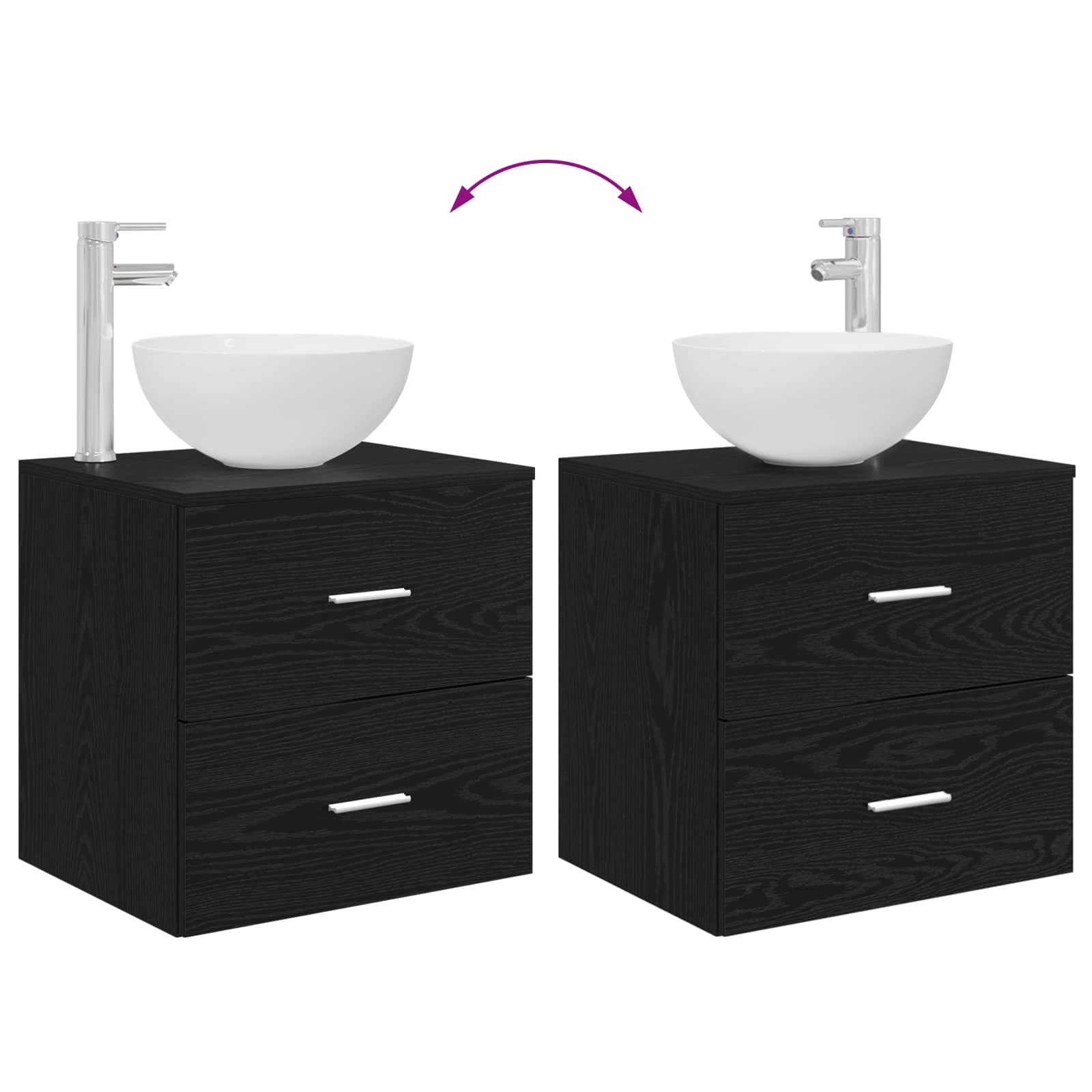 Set ormarića za kupaonicu 5 pcs Crni hrast 53 x 15,5 x 70 cm