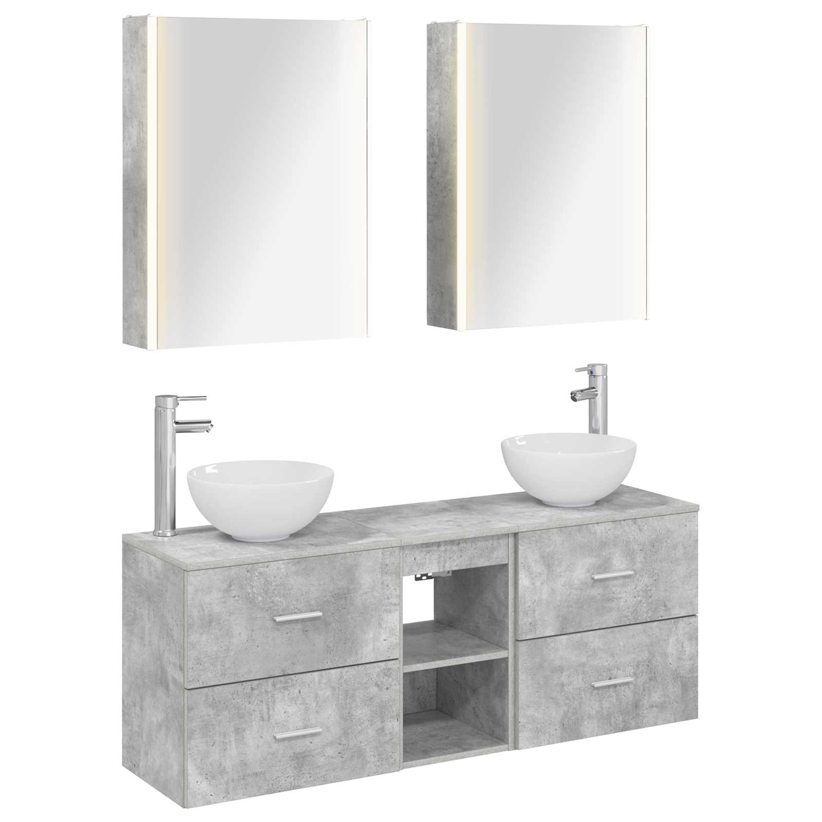 Set ormarića za kupaonicu 5 pcs Betonska siva 53 x 15,5 x 70 cm