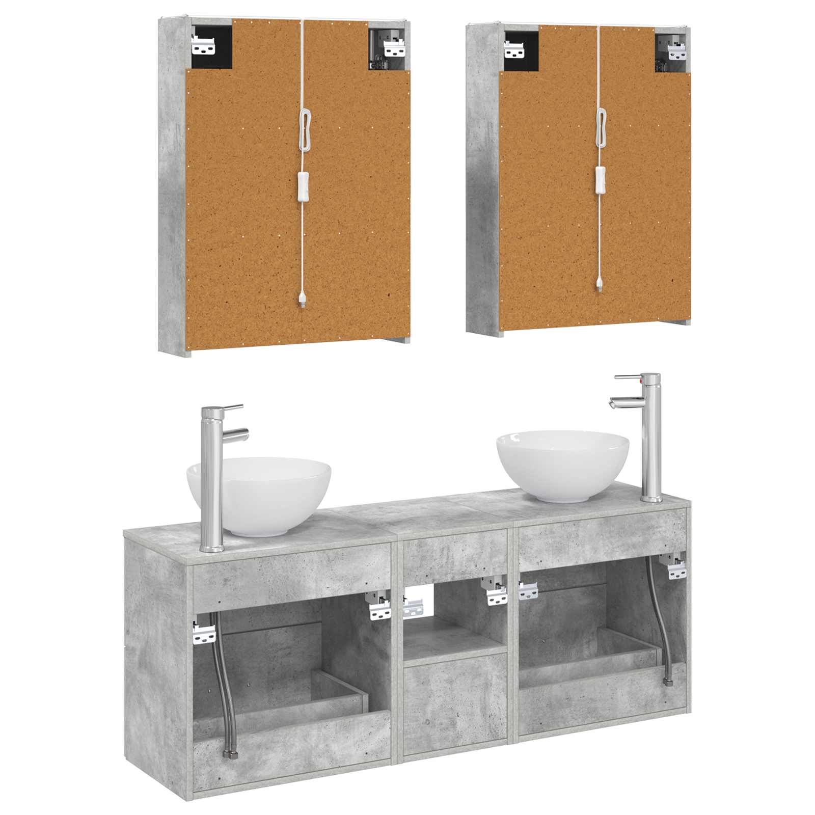 Set ormarića za kupaonicu 5 pcs Betonska siva 53 x 15,5 x 70 cm