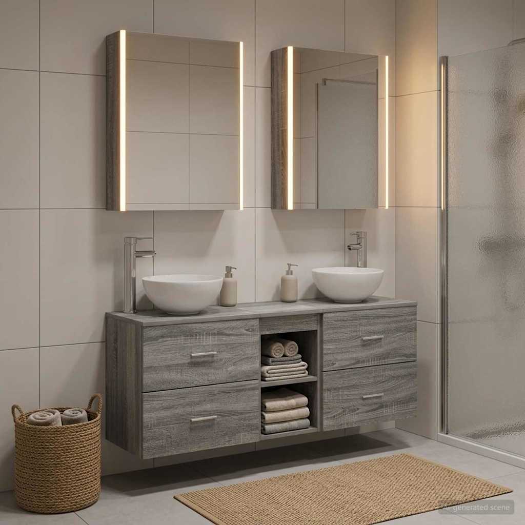 Set ormarića za kupaonicu 5 pcs Siva Sonoma Konstruirano drvo