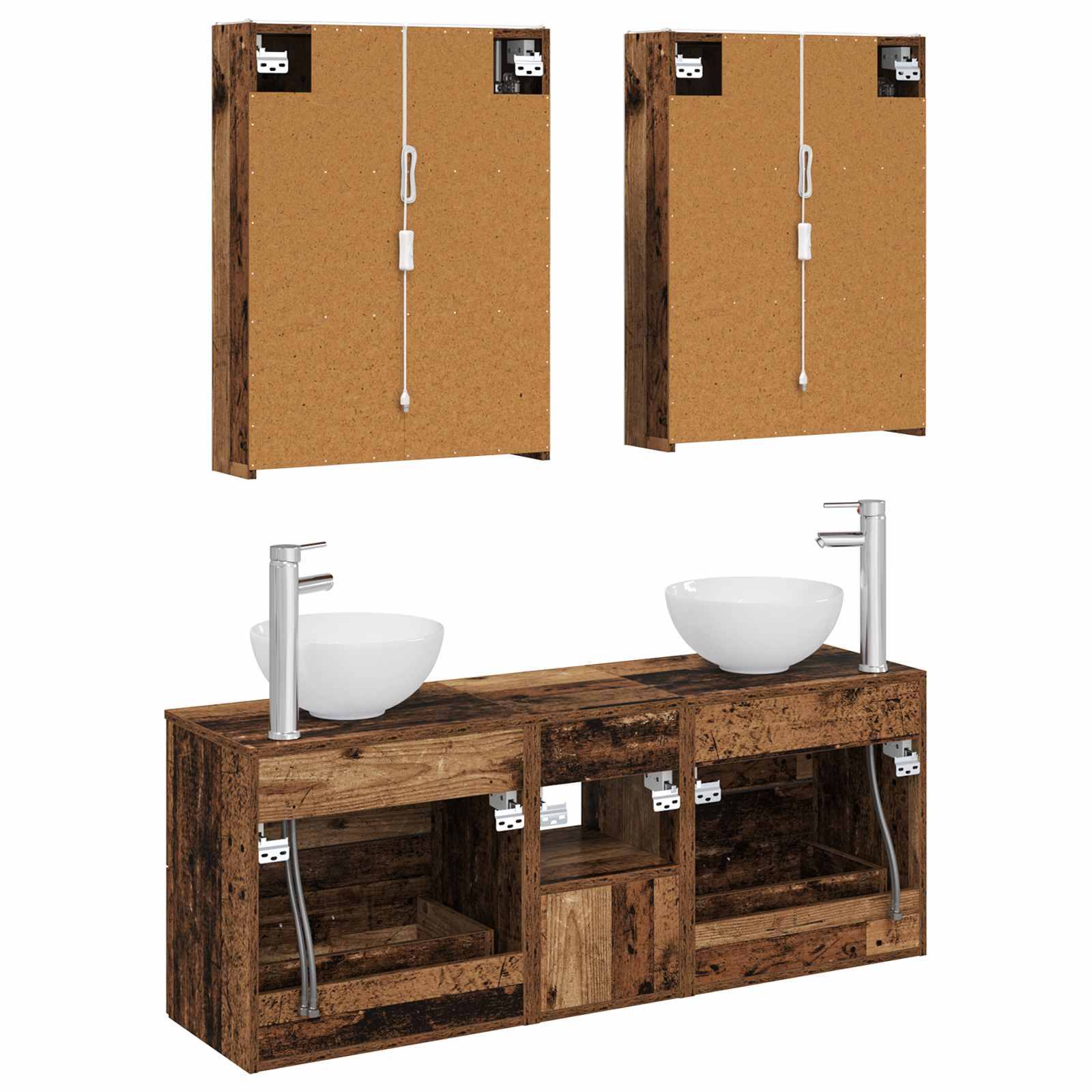 Set ormarića za kupaonicu 5 pcs Staro drvo 53 x 15,5 x 70 cm