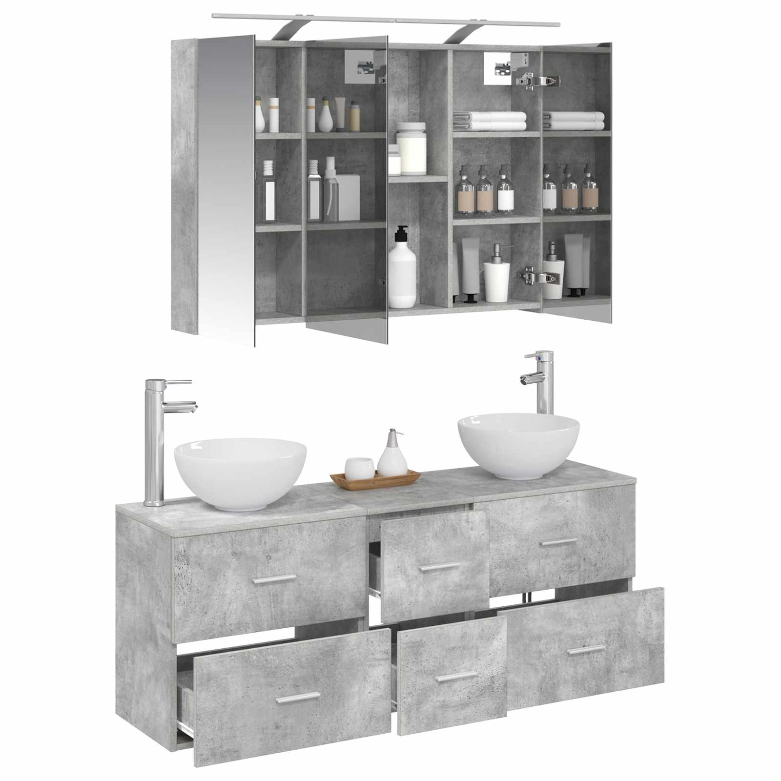 Set namještaja za kupaonicu 4 pcs Betonska siva