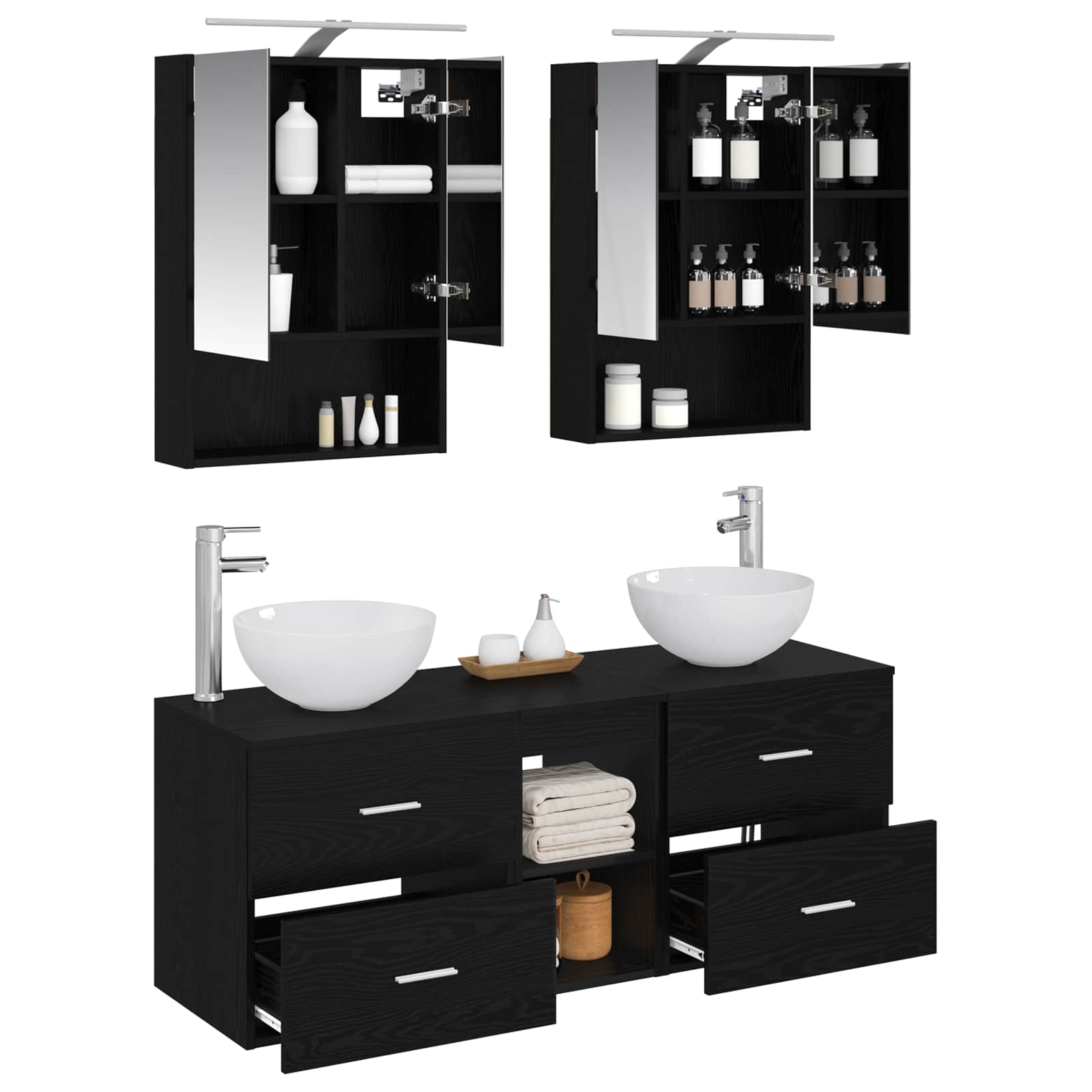 Set namještaja za kupaonicu 5 pcs Crni hrast