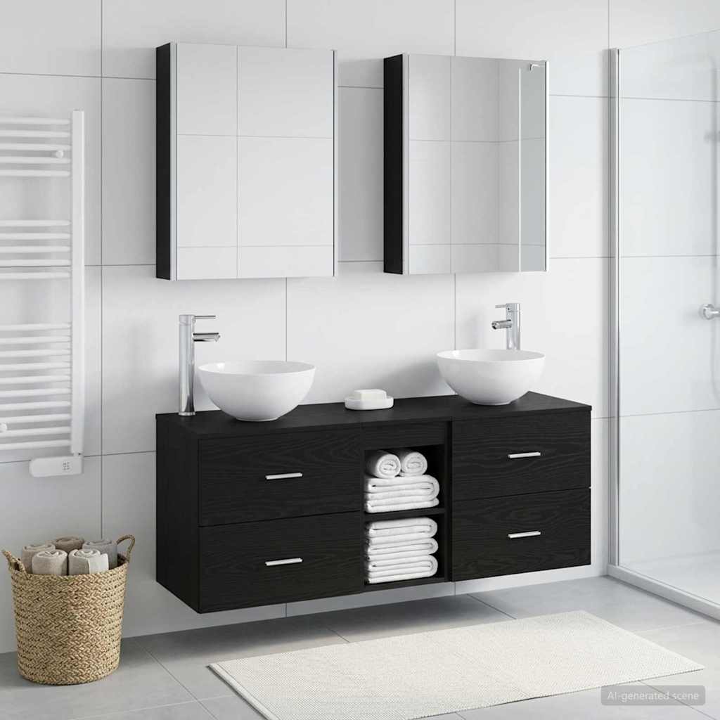 Set namještaja za kupaonicu 5 pcs Crni hrast