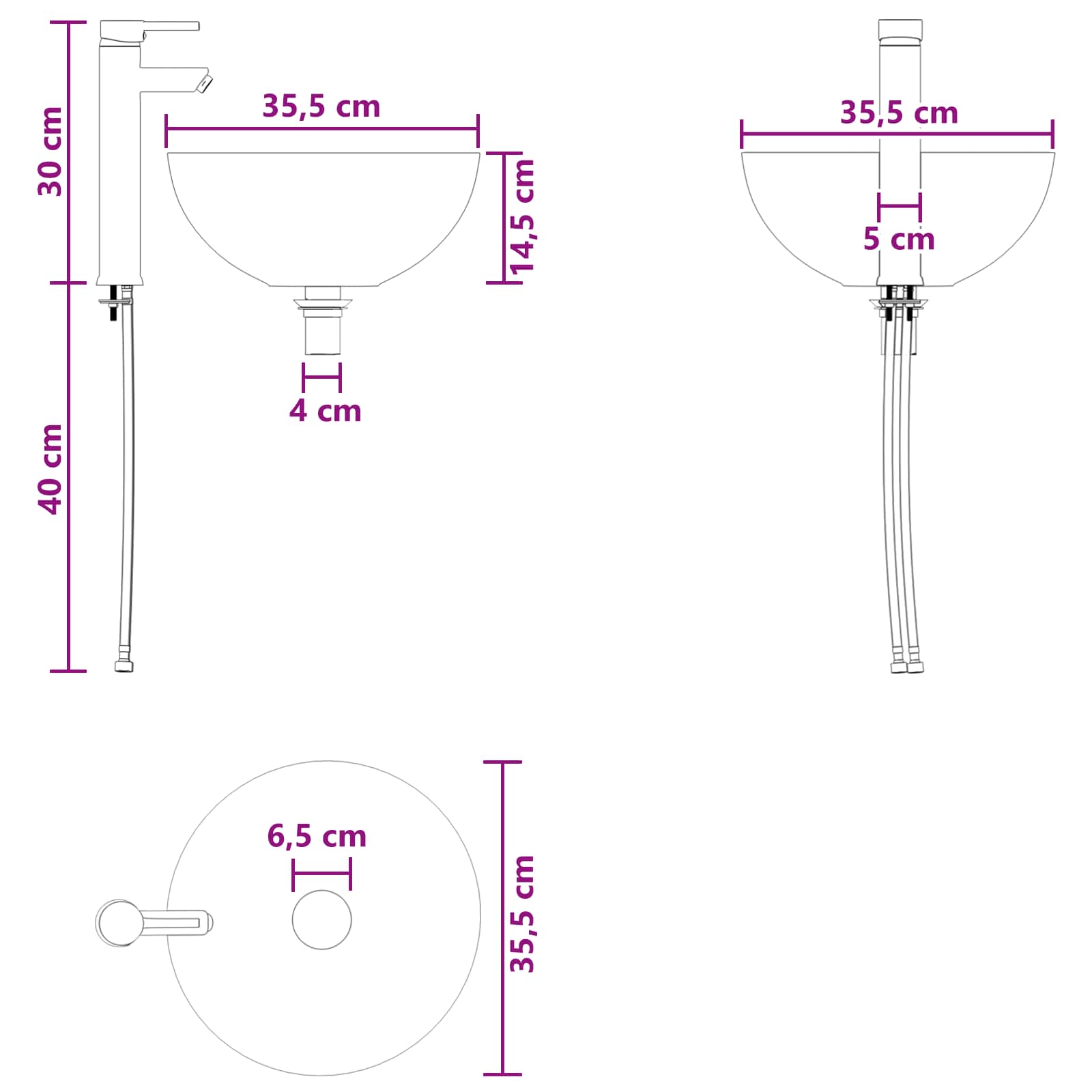 Set namještaja za kupaonicu 5 pcs Dimljeni hrast