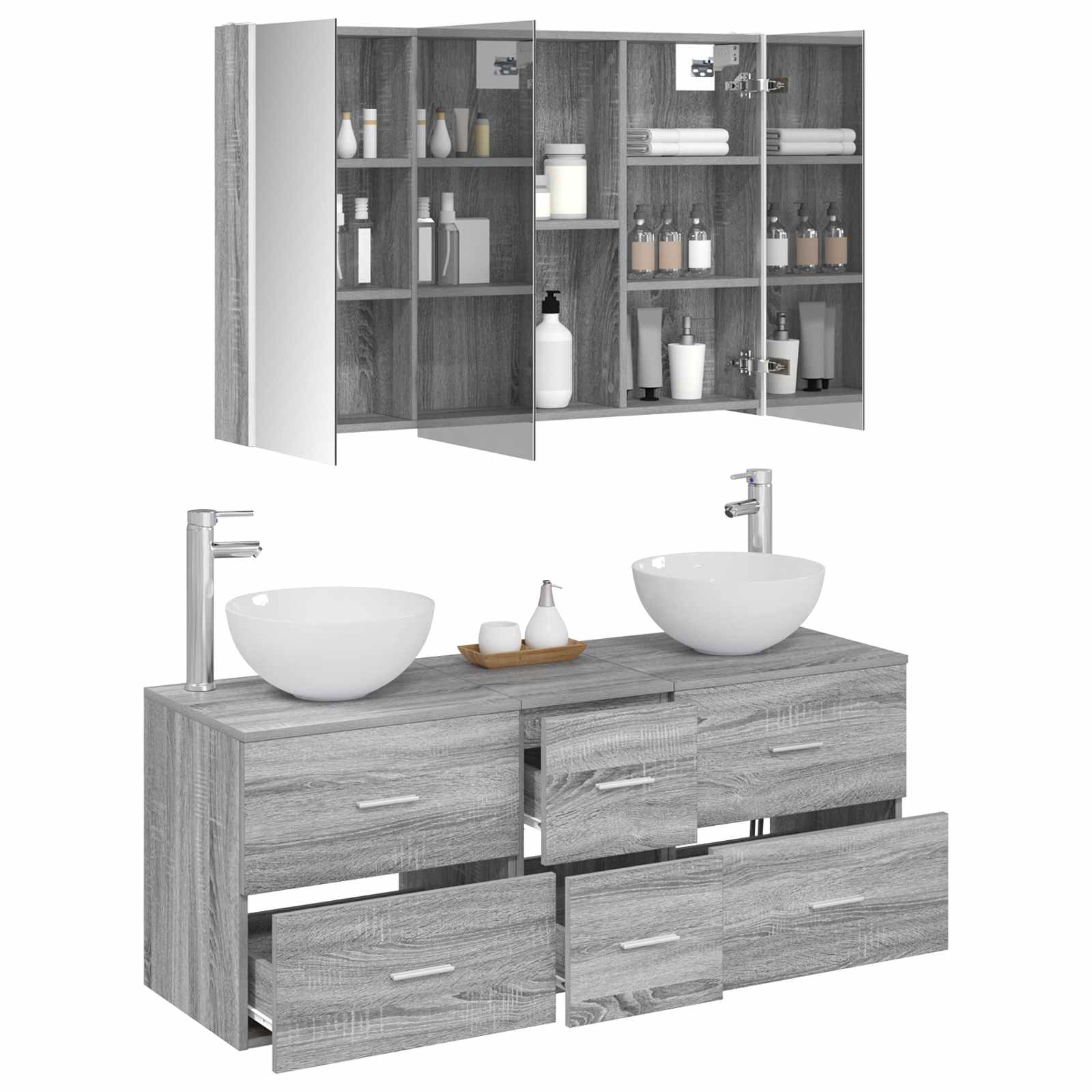 Set namještaja za kupaonicu 4 pcs Siva Sonoma