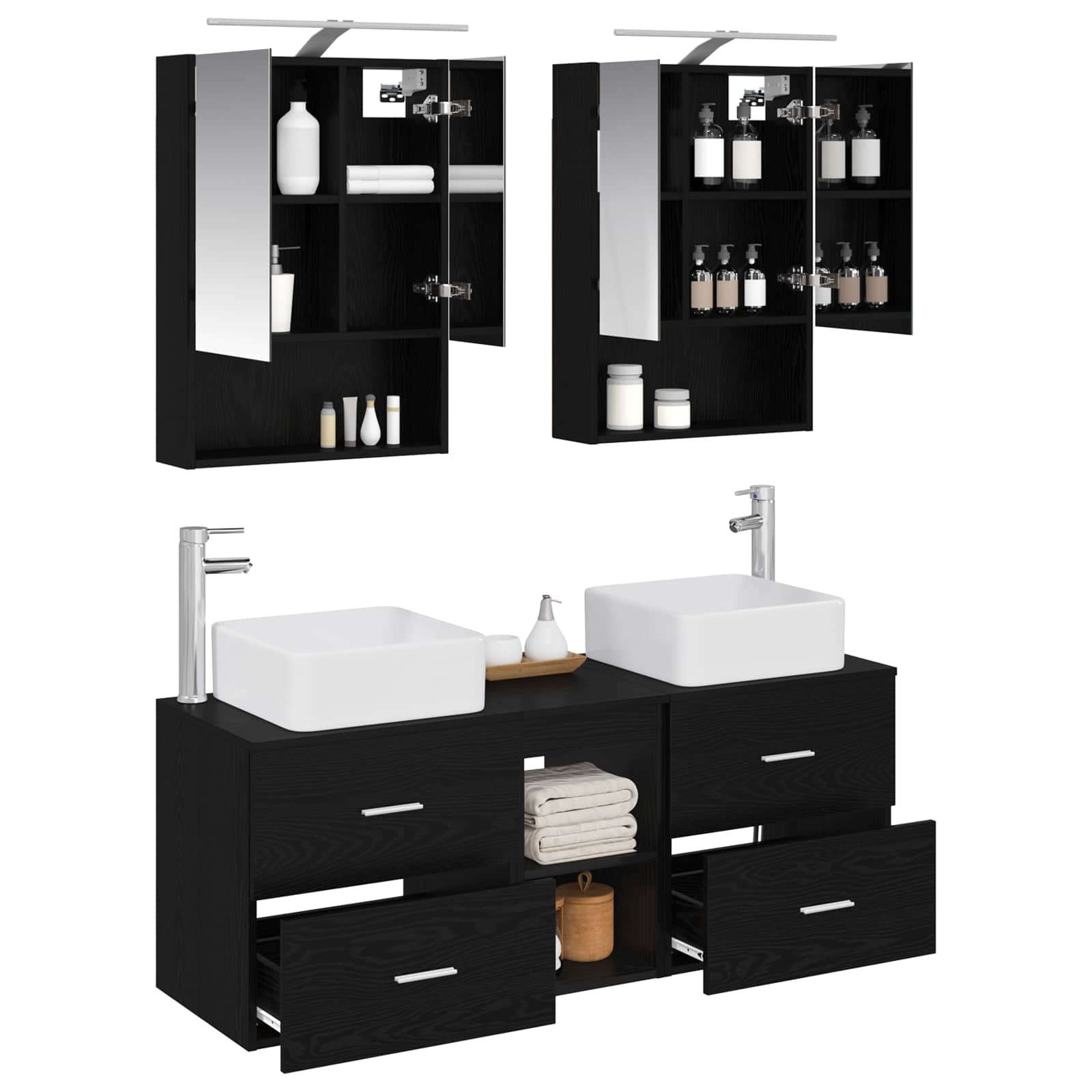 Set namještaja za kupaonicu 5 pcs Crni hrast