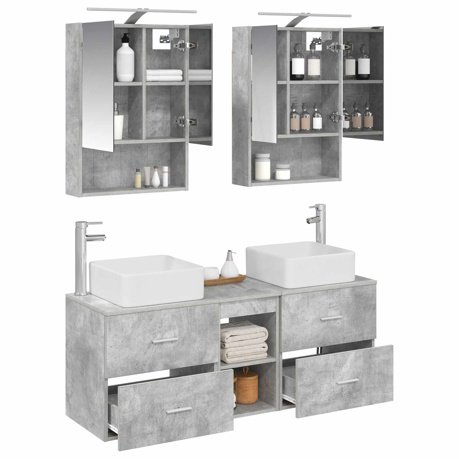 Set namještaja za kupaonicu 5 pcs Betonska siva