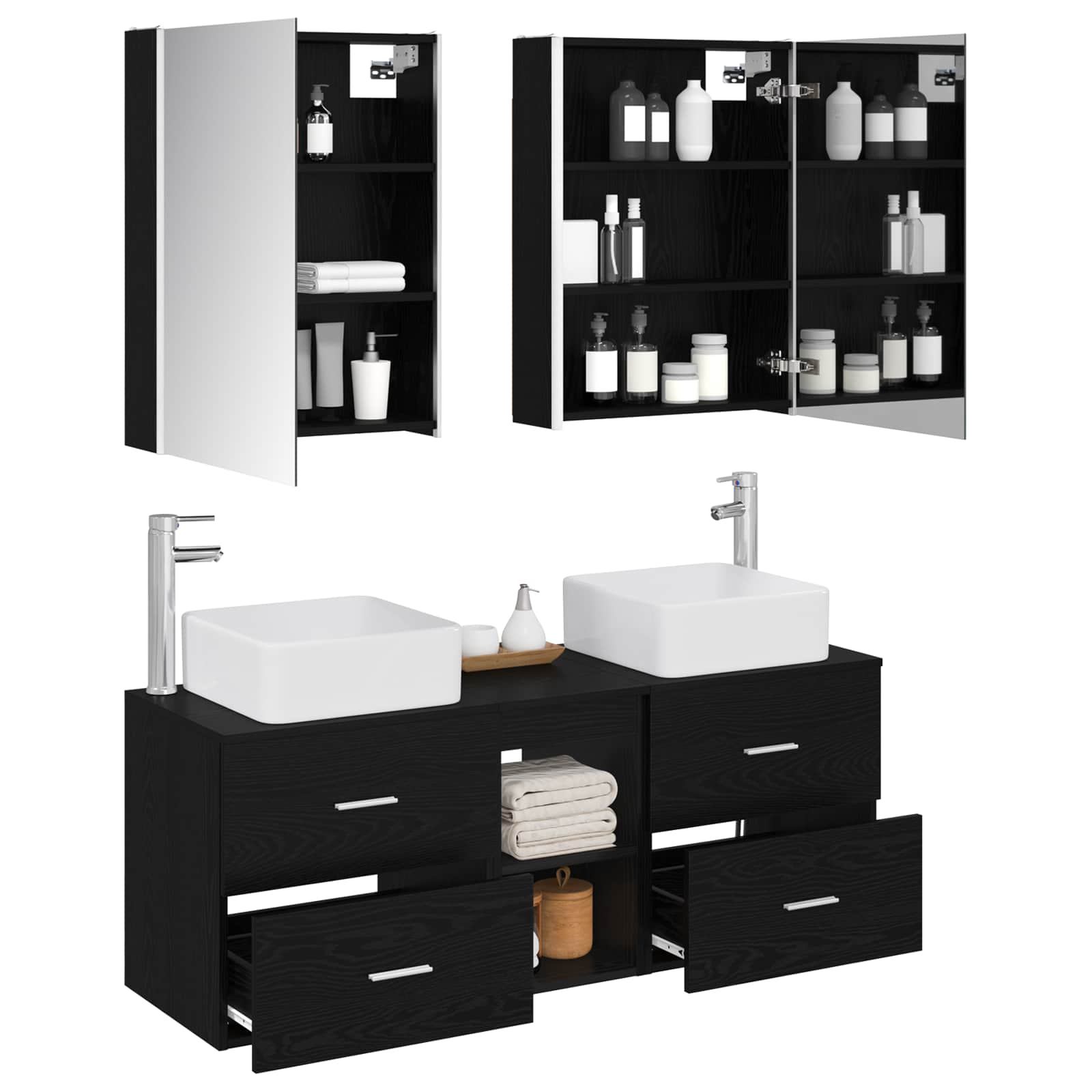 Set namještaja za kupaonicu 5 pcs Crni hrast