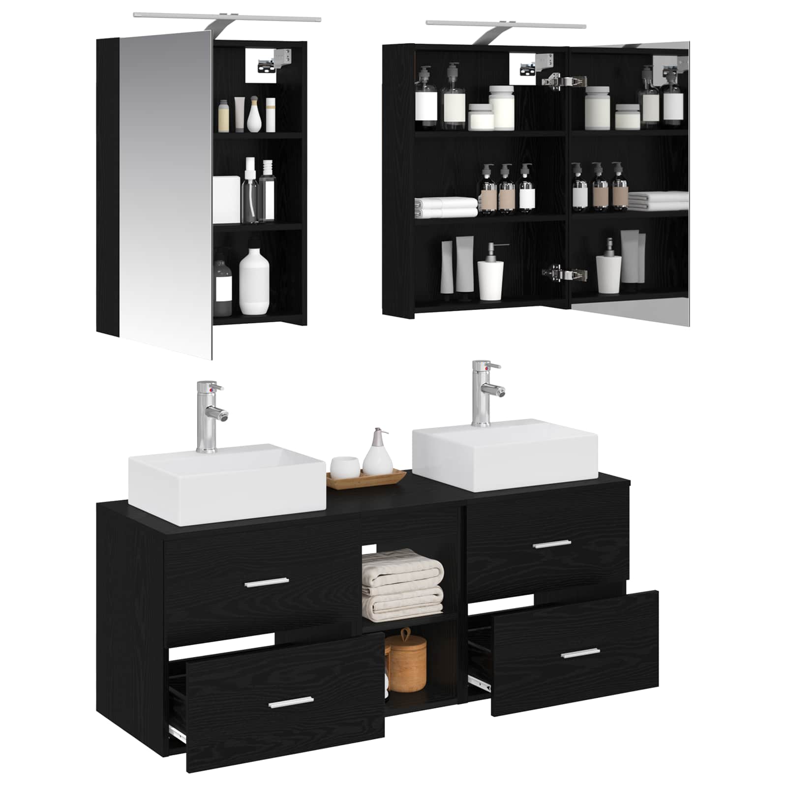 Set namještaja za kupaonicu 5 pcs Crni hrast