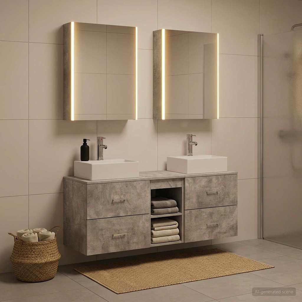 Set namještaja za kupaonicu 5 pcs Betonska siva