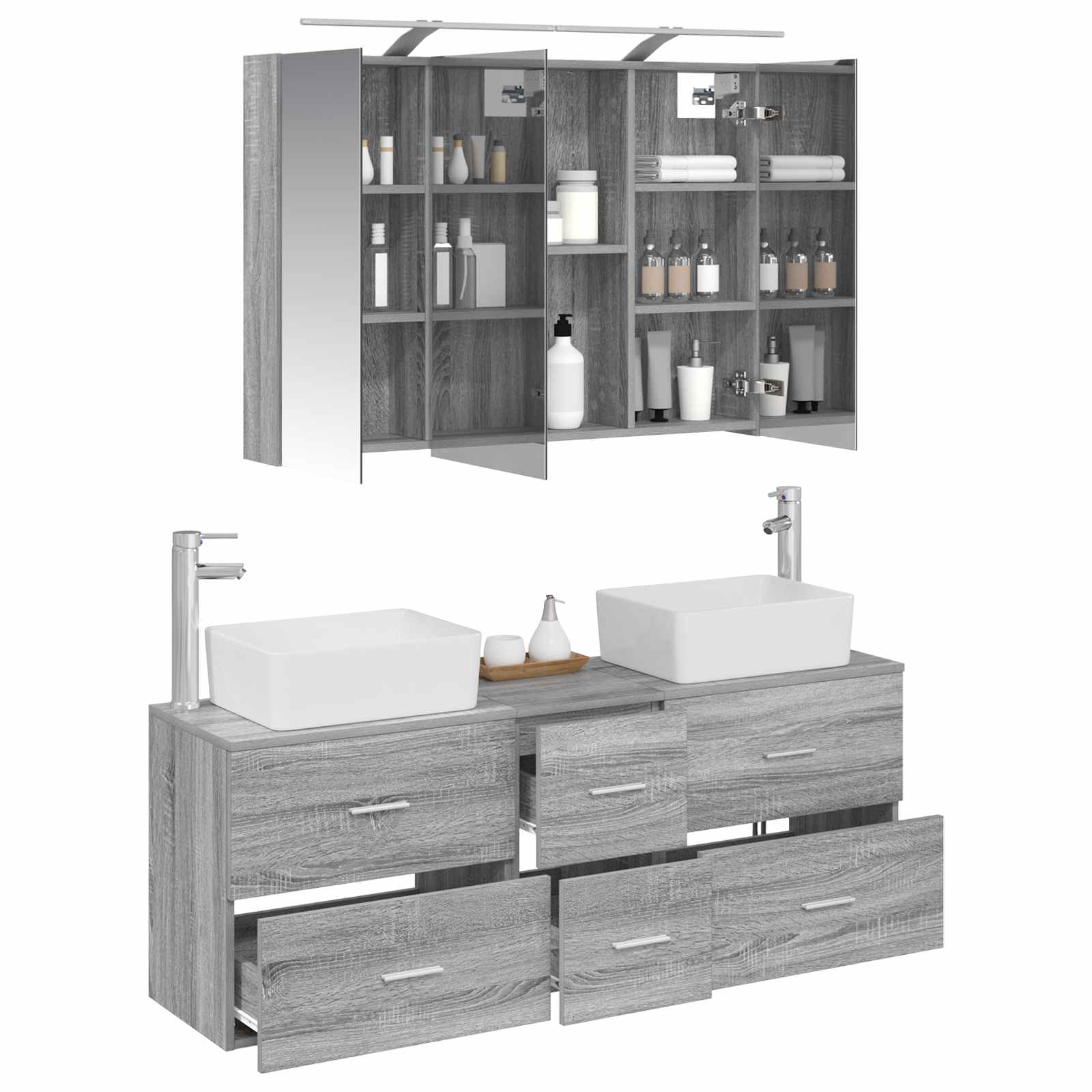 Set namještaja za kupaonicu 4 pcs Siva Sonoma
