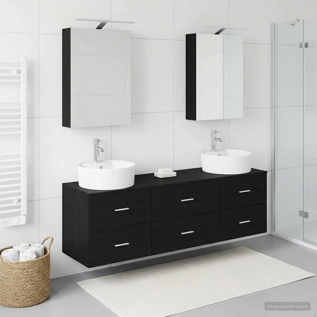 Set namještaja za kupaonicu 5 pcs Crni hrast