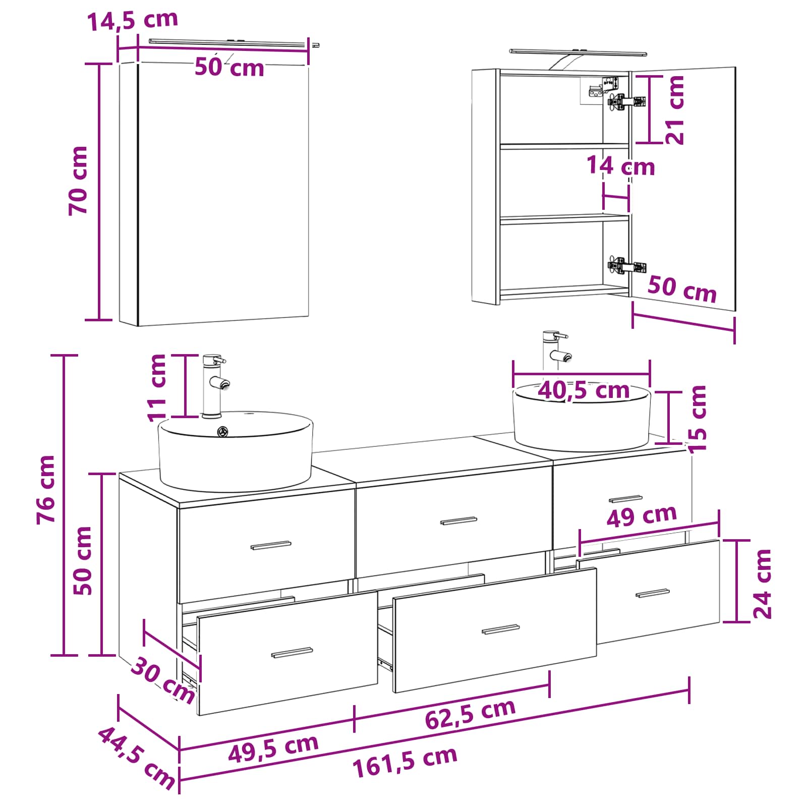 Set namještaja za kupaonicu 5 pcs Hrast sonoma