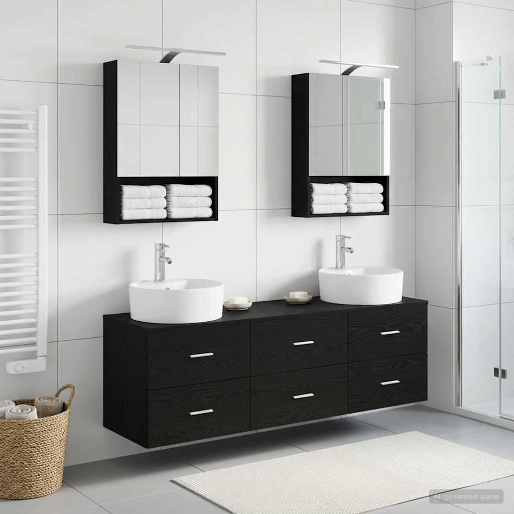 Set namještaja za kupaonicu 5 pcs Crni hrast