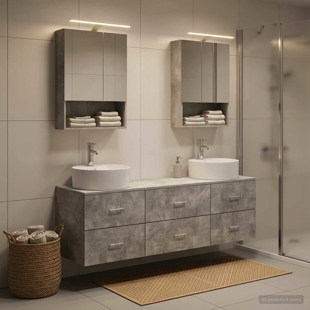 Set namještaja za kupaonicu 5 pcs Betonska siva