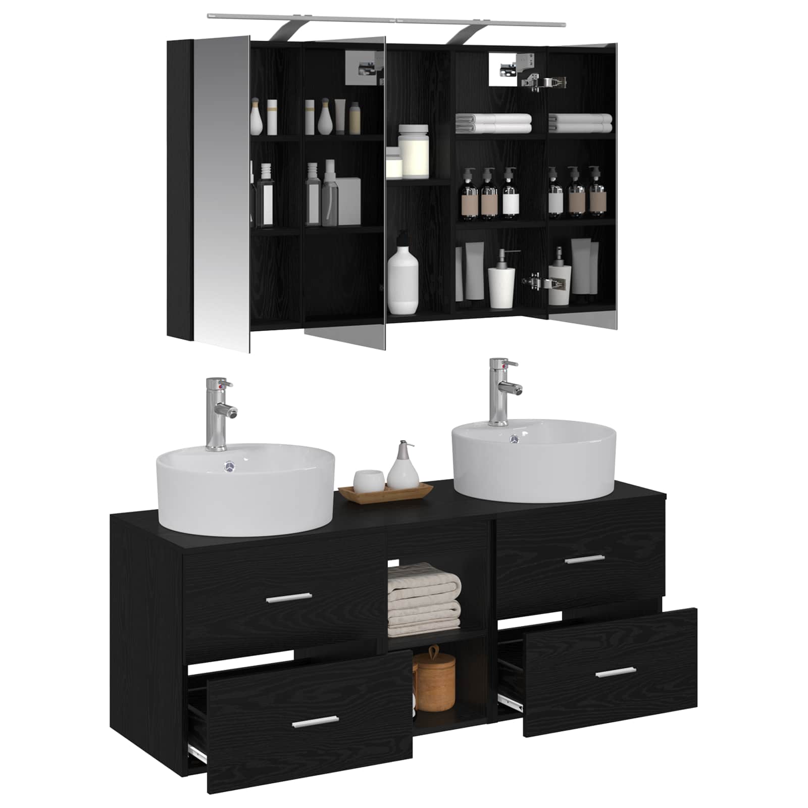Set namještaja za kupaonicu 4 pcs Crni hrast