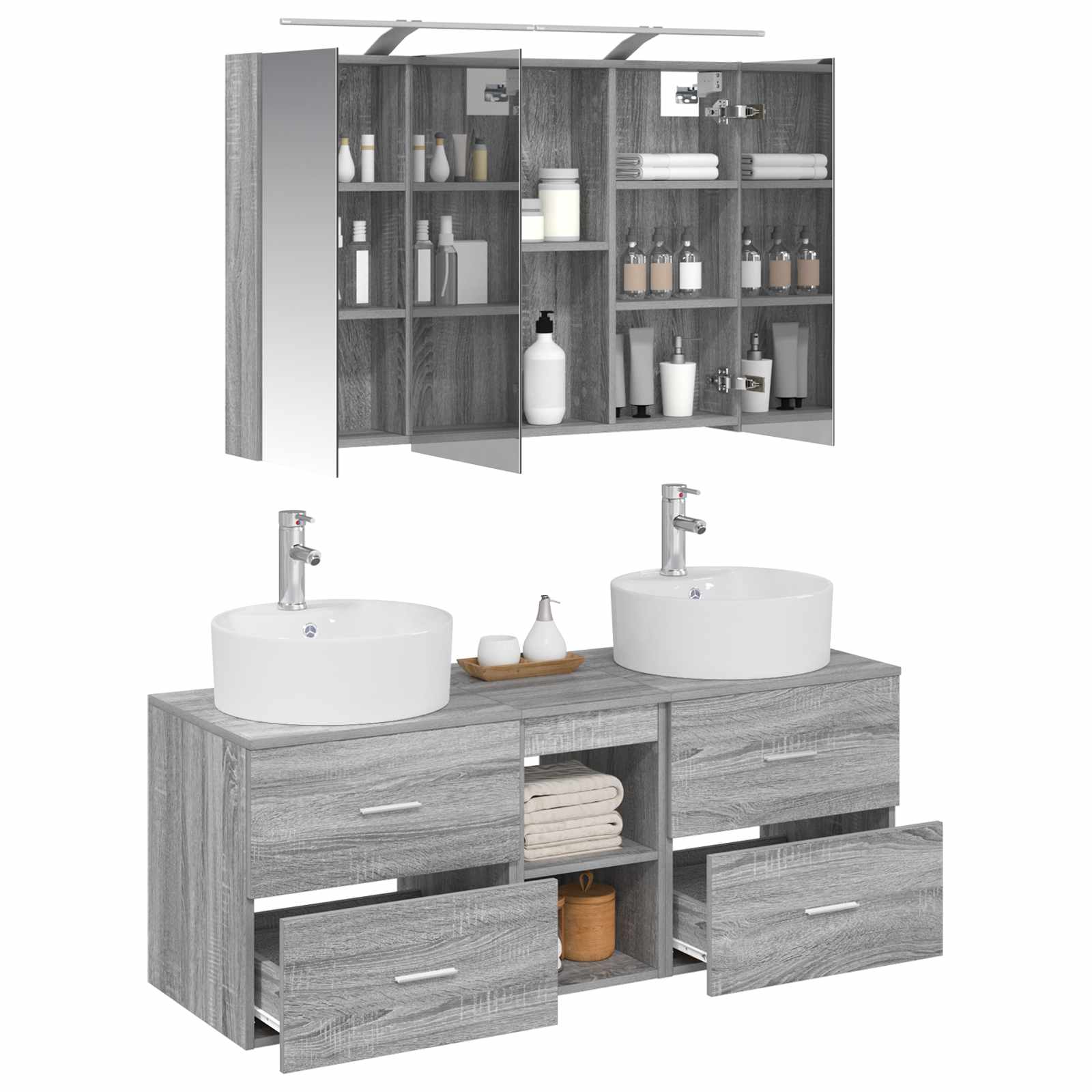 Set namještaja za kupaonicu 4 pcs Siva Sonoma