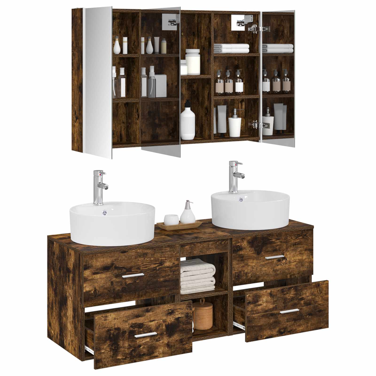 Set namještaja za kupaonicu 4 pcs Dimljeni hrast