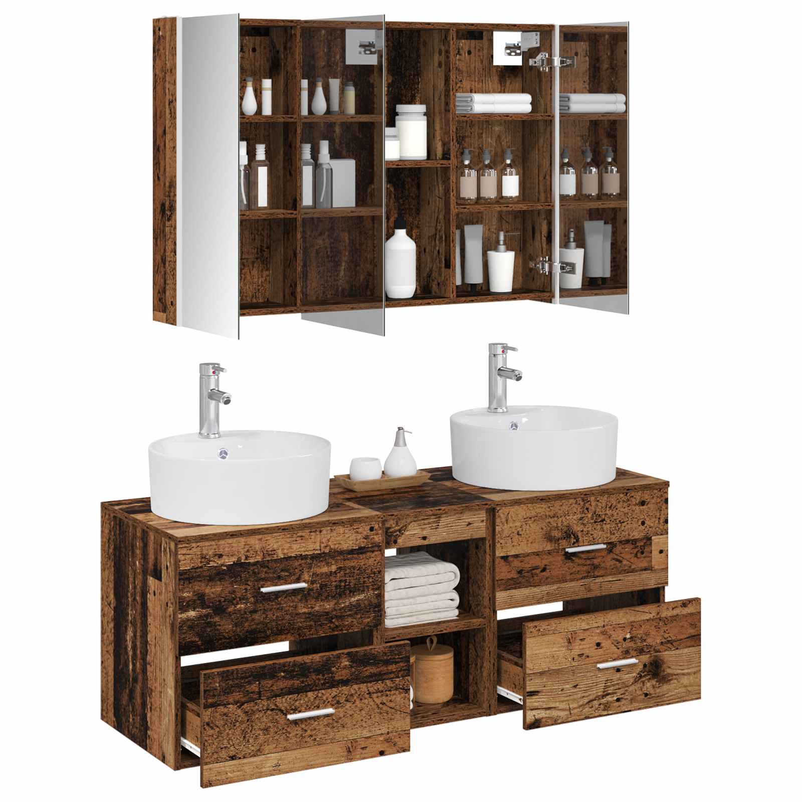 Set namještaja za kupaonicu 4 pcs Staro drvo