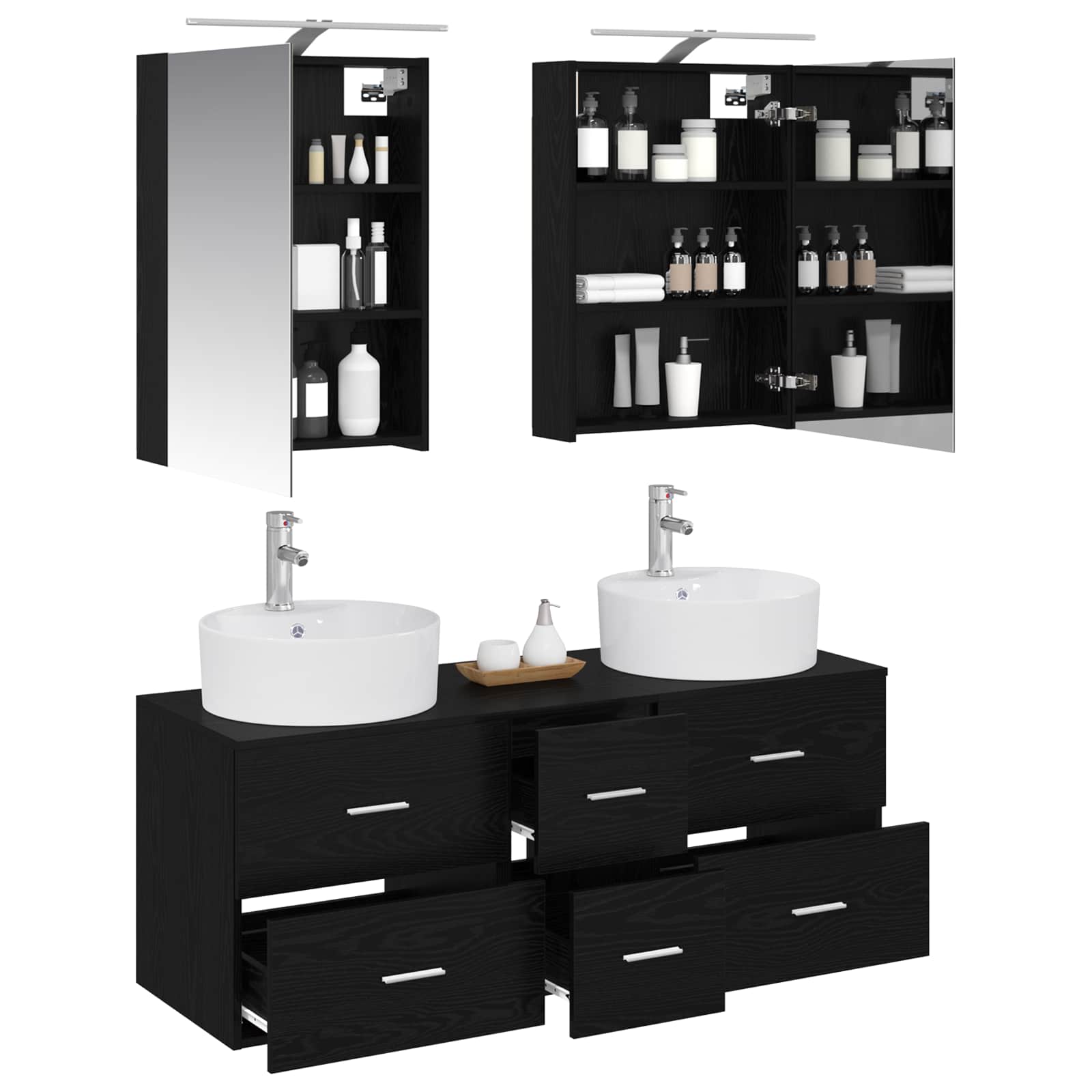 Set namještaja za kupaonicu 5 pcs Crni hrast