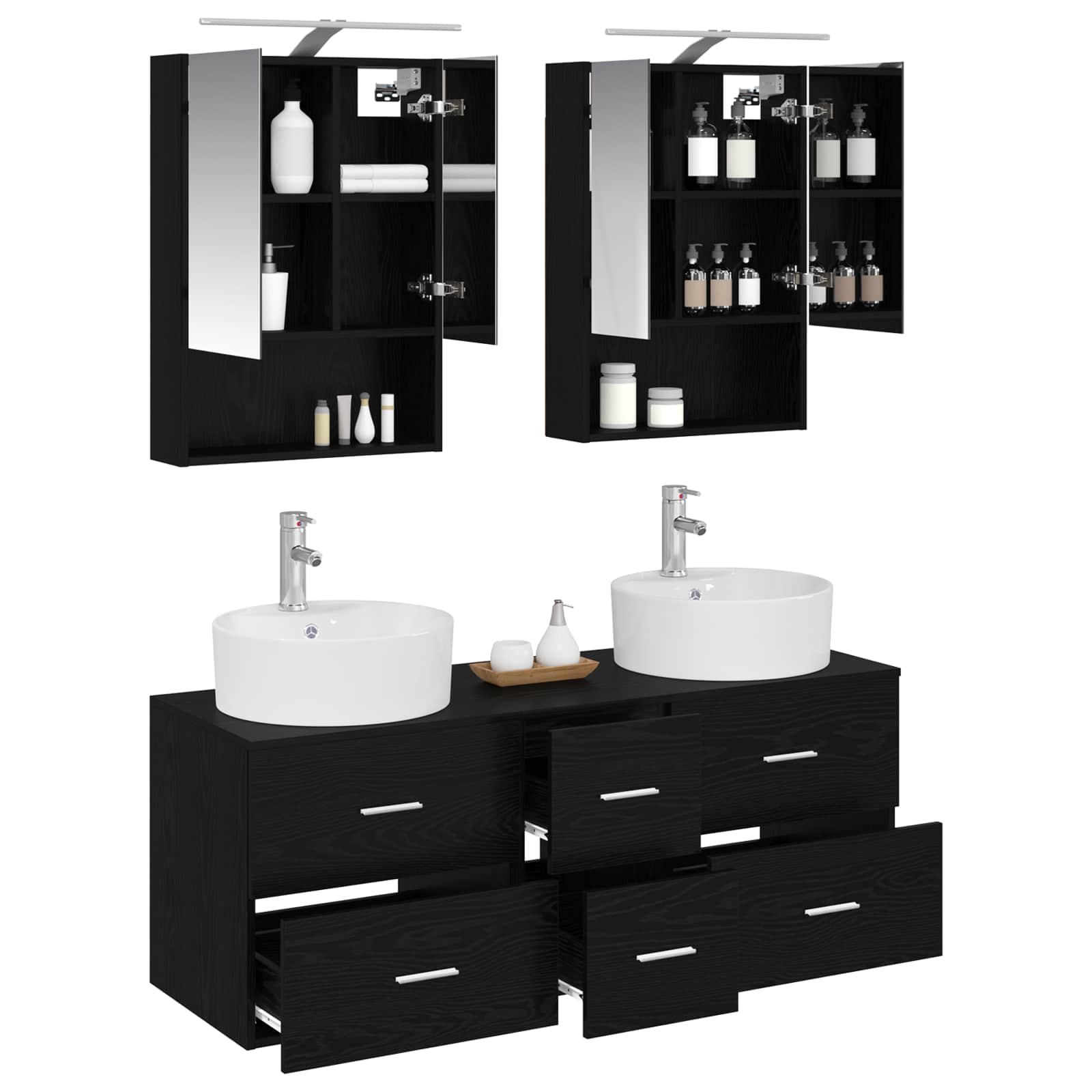 Set namještaja za kupaonicu 5 pcs Crni hrast