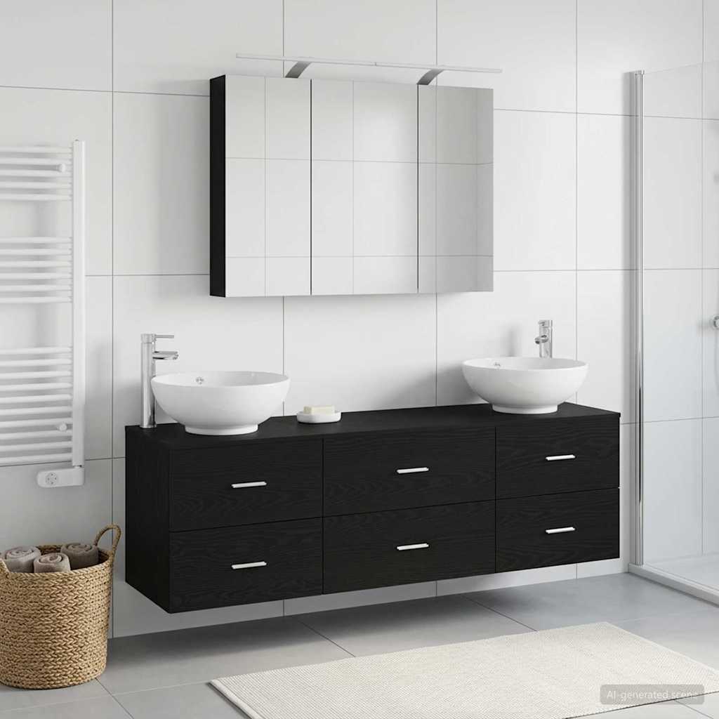 Set namještaja za kupaonicu 4 pcs Crni hrast