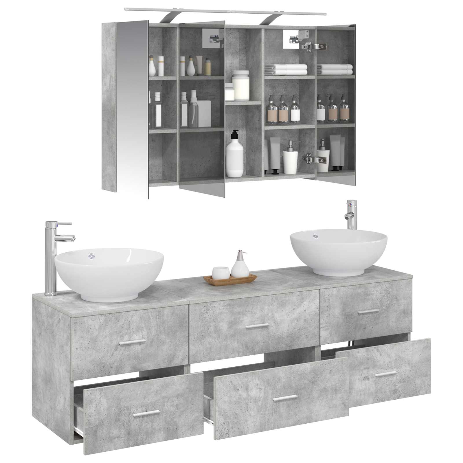 Set namještaja za kupaonicu 4 pcs Betonska siva