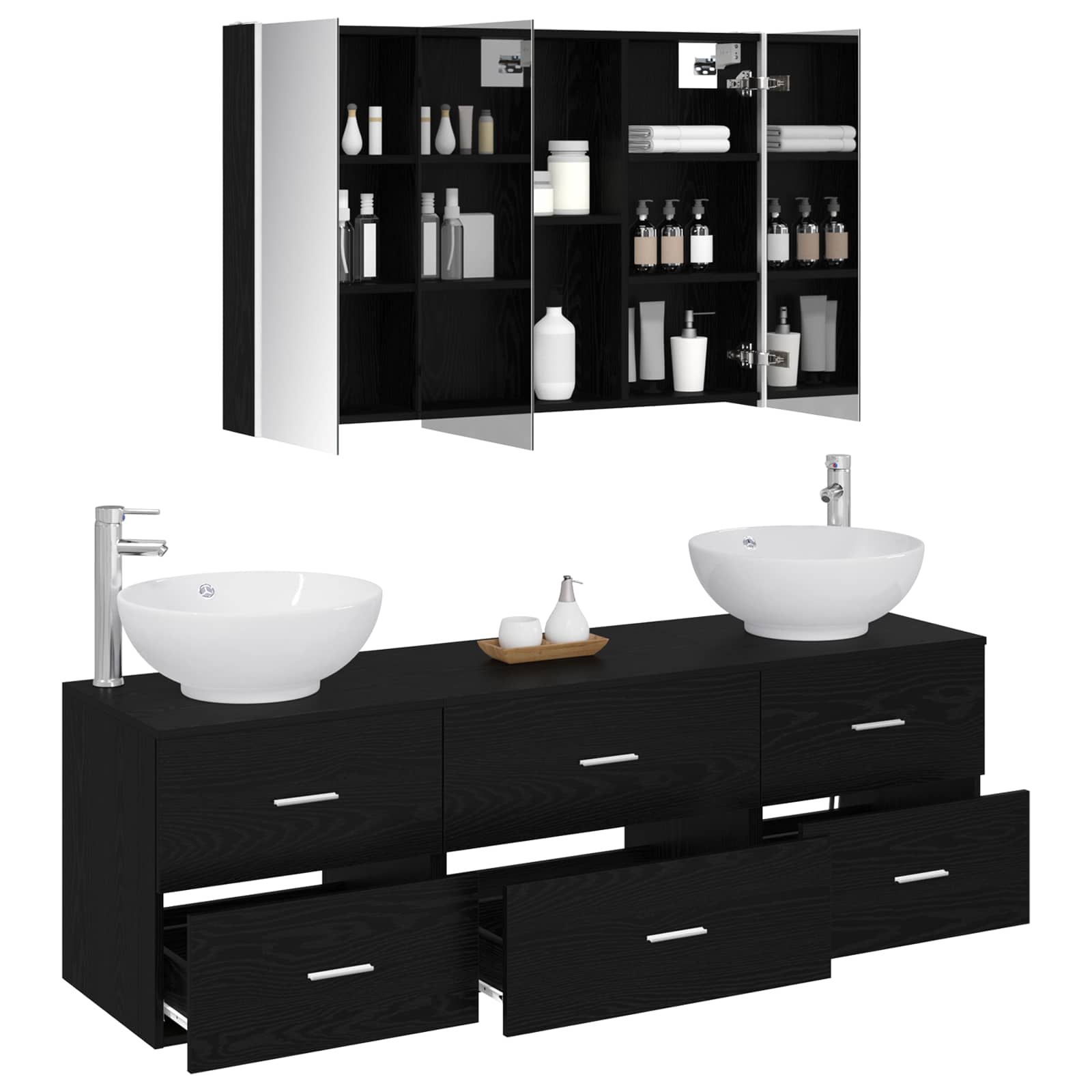 Set namještaja za kupaonicu 4 pcs Crni hrast