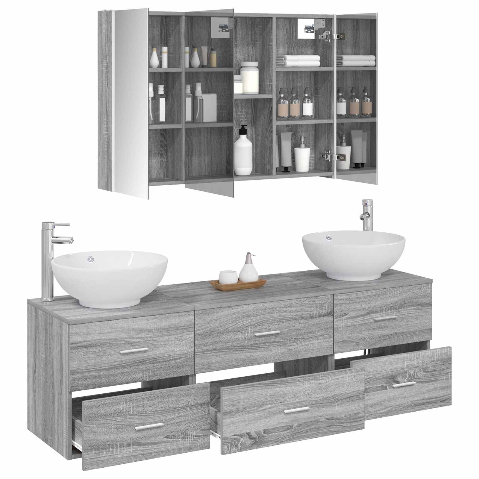 Set namještaja za kupaonicu 4 pcs Siva Sonoma