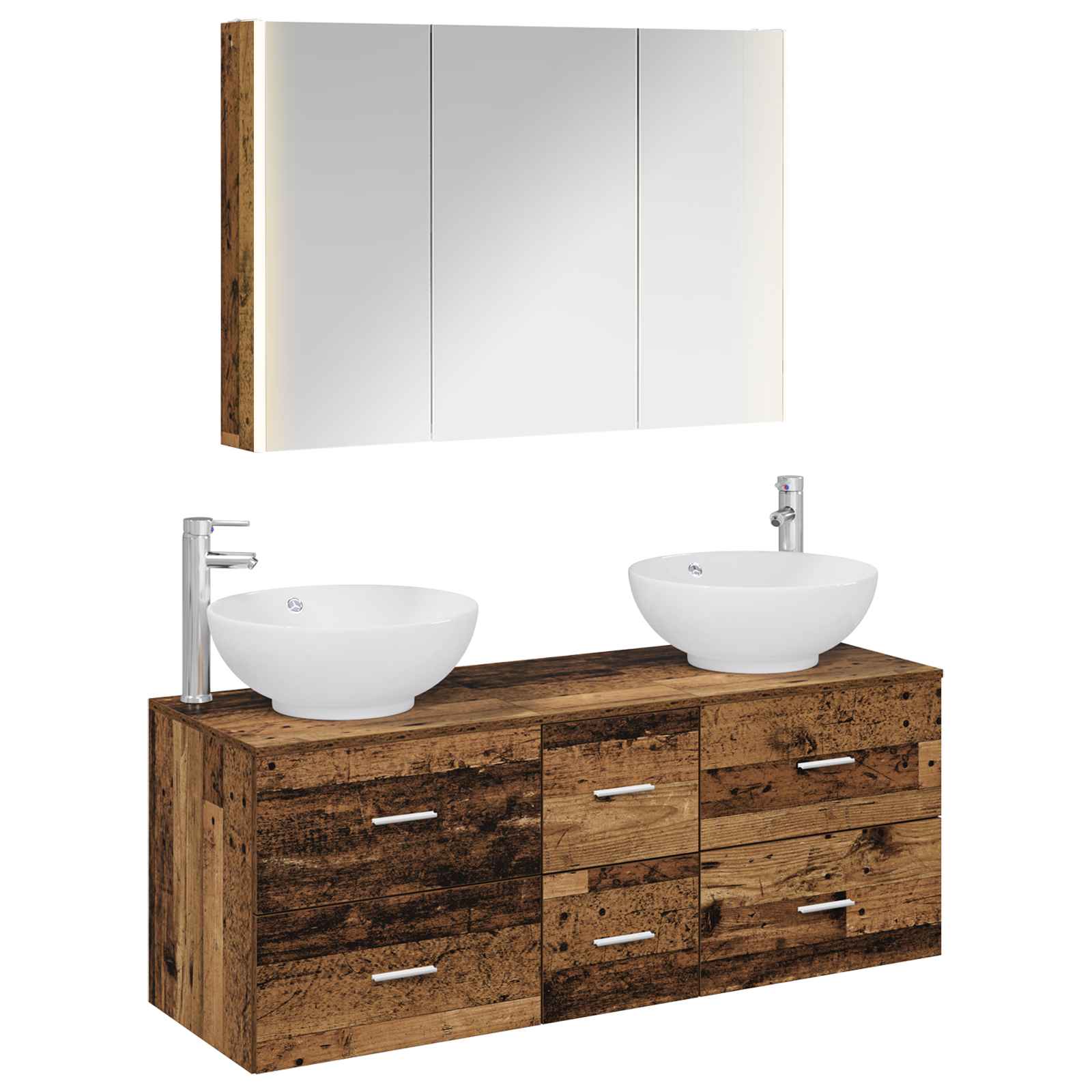 Set namještaja za kupaonicu 4 pcs Staro drvo