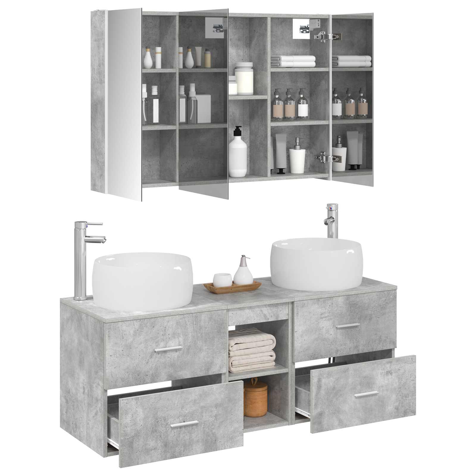 Set namještaja za kupaonicu 4 pcs Betonska siva