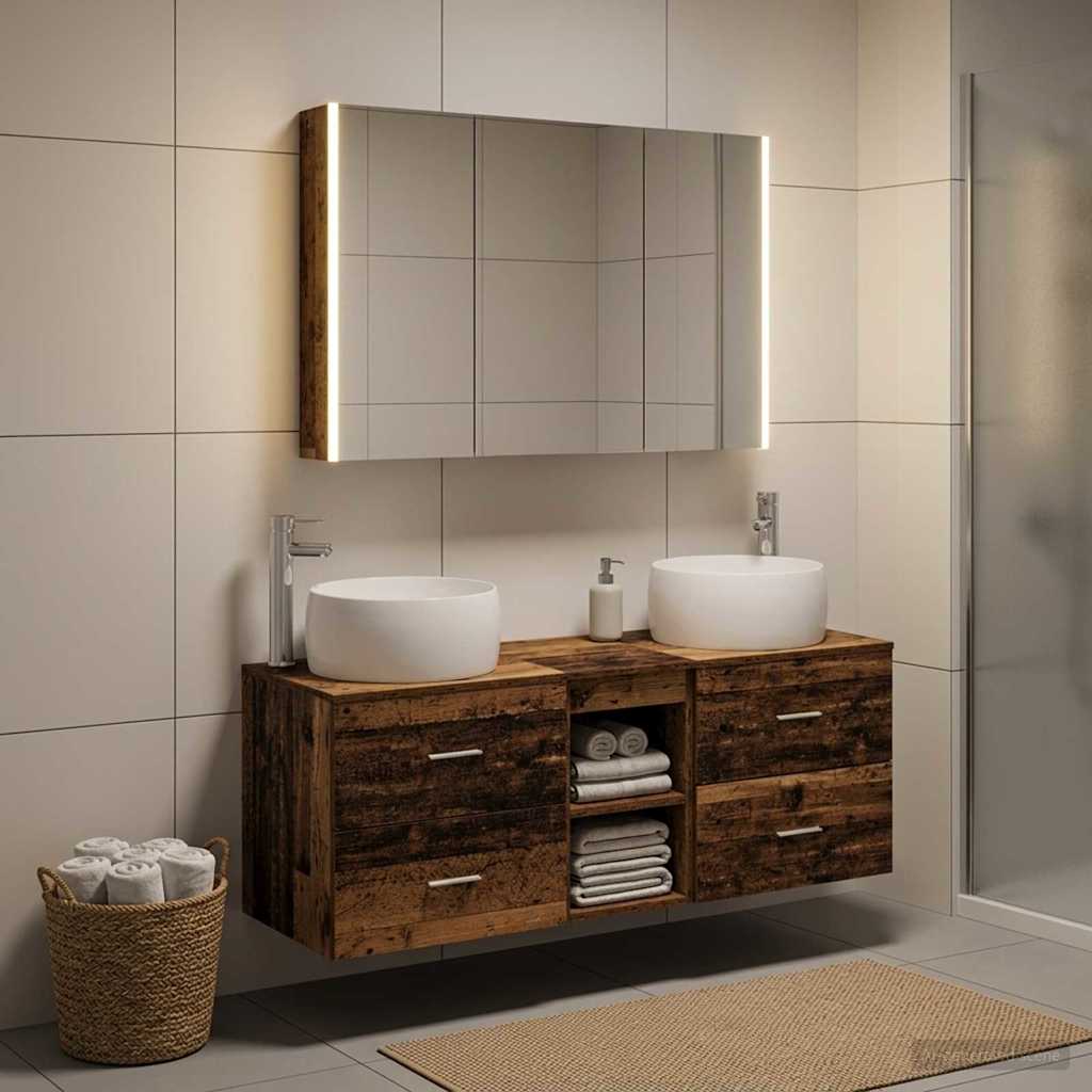 Set namještaja za kupaonicu 4 pcs Staro drvo