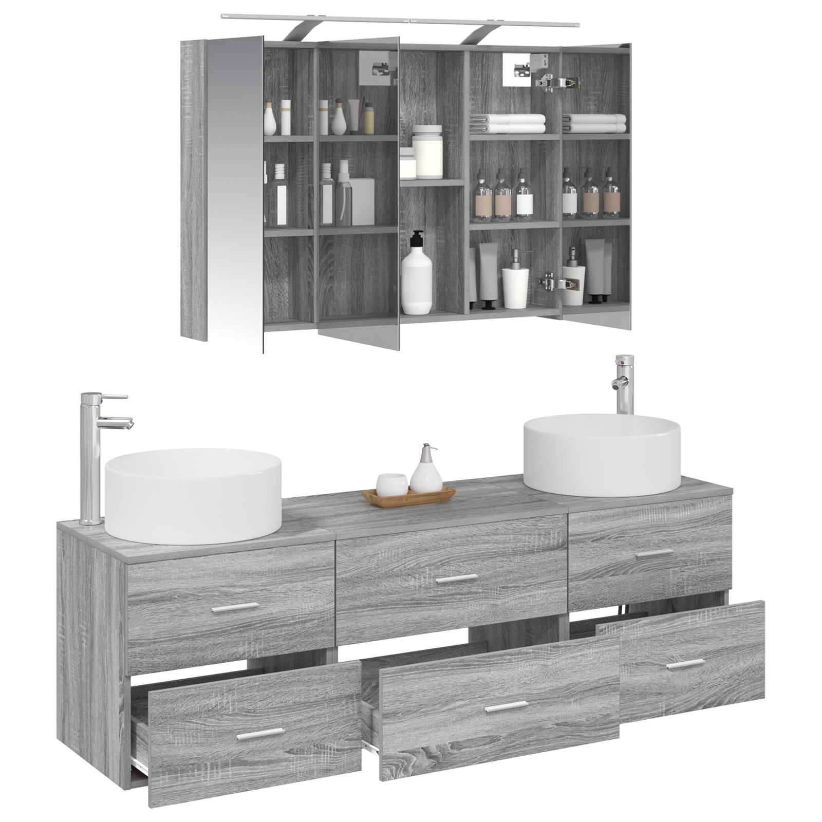 Set namještaja za kupaonicu 4 pcs Siva Sonoma