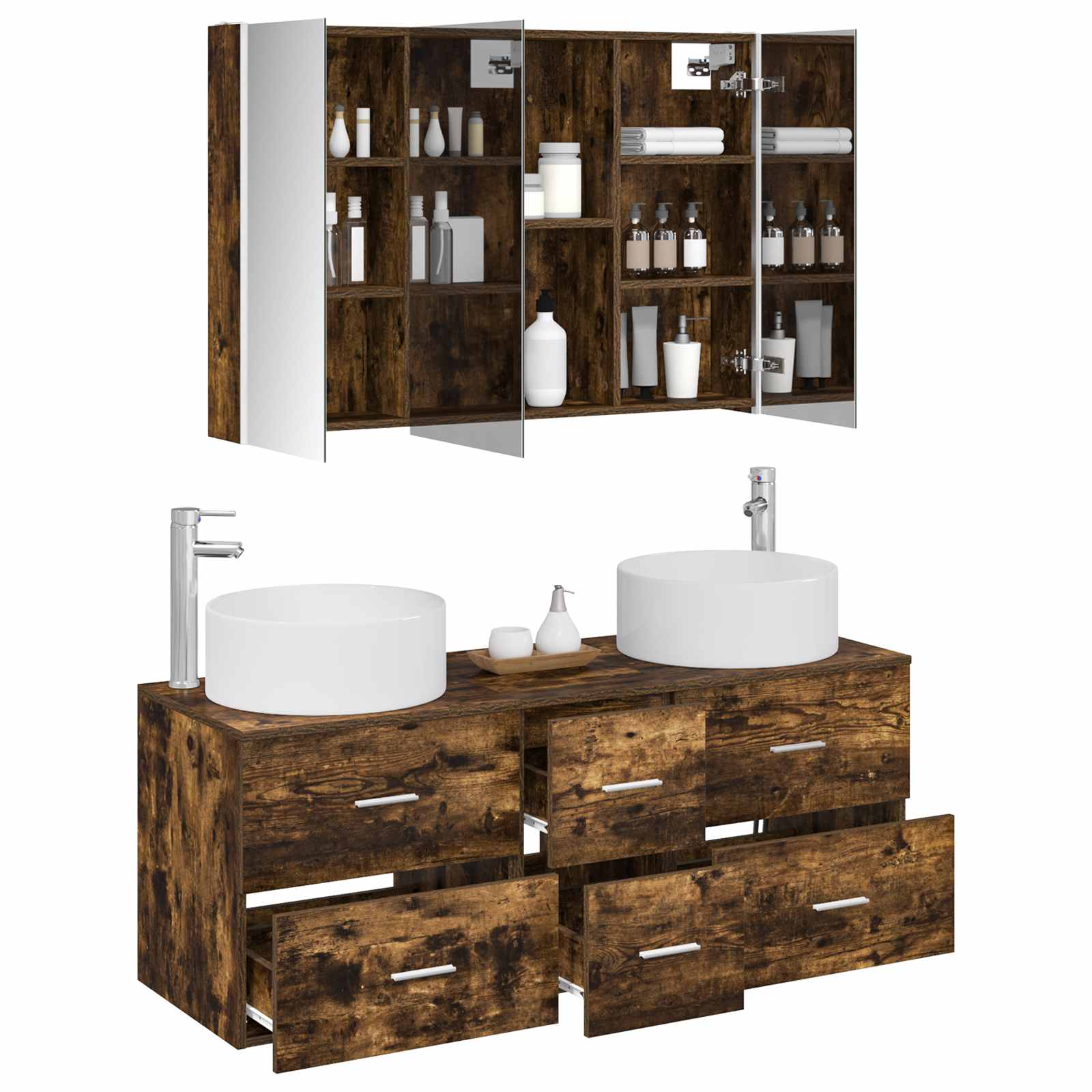 Set namještaja za kupaonicu 4 pcs Dimljeni hrast