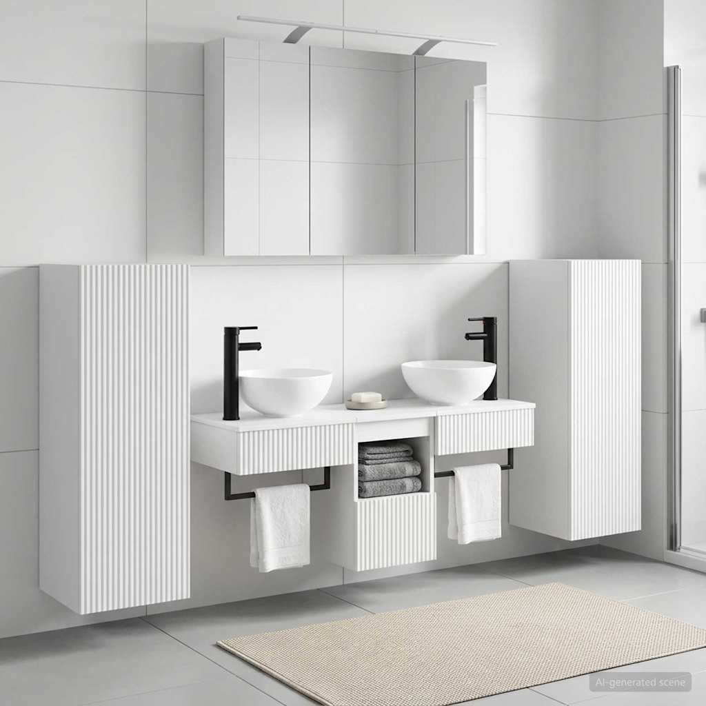 Set namještaja za kupaonicu Zidne s pohranom 6 pcs Bijela