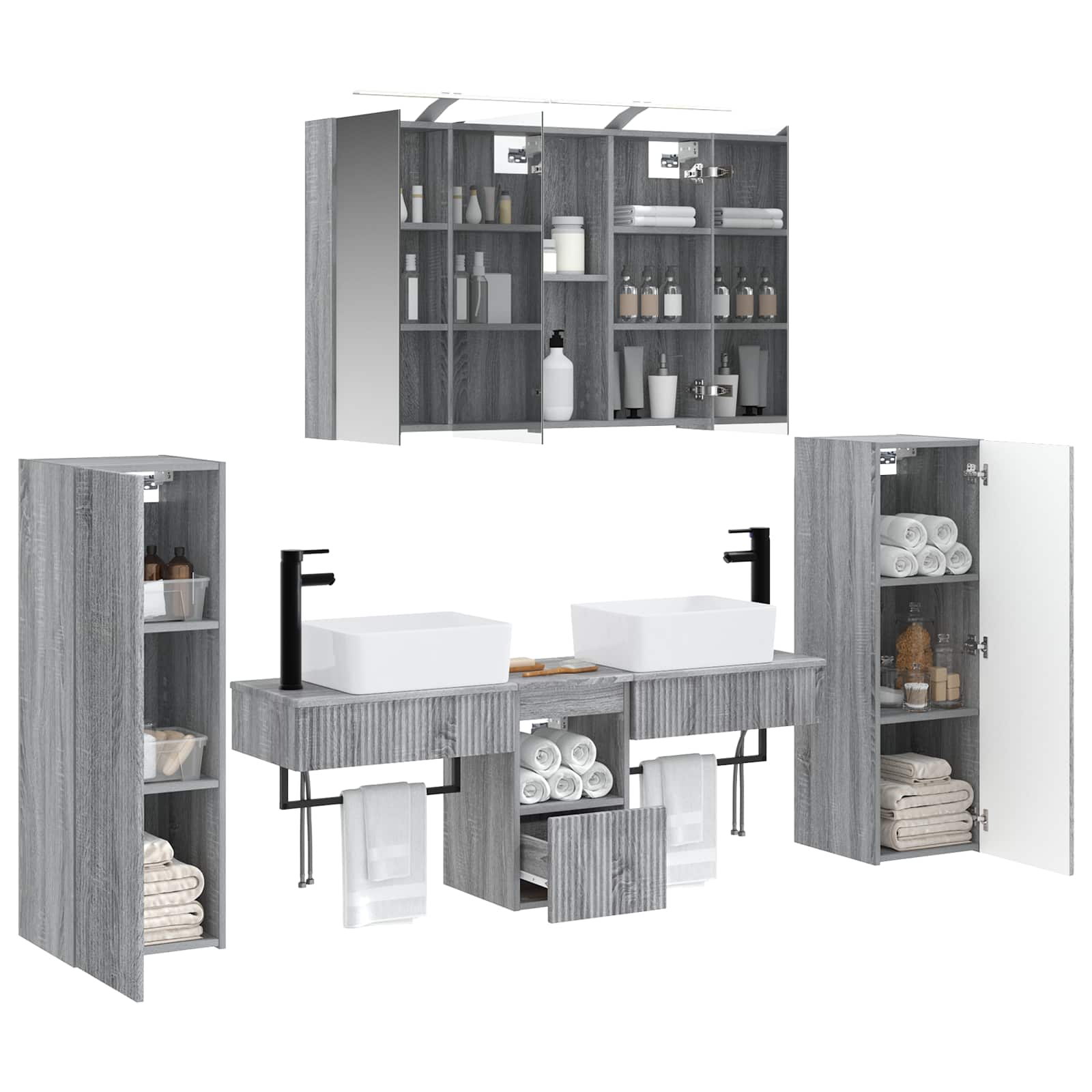 Set namještaja za kupaonicu 6 pcs Siva Sonoma