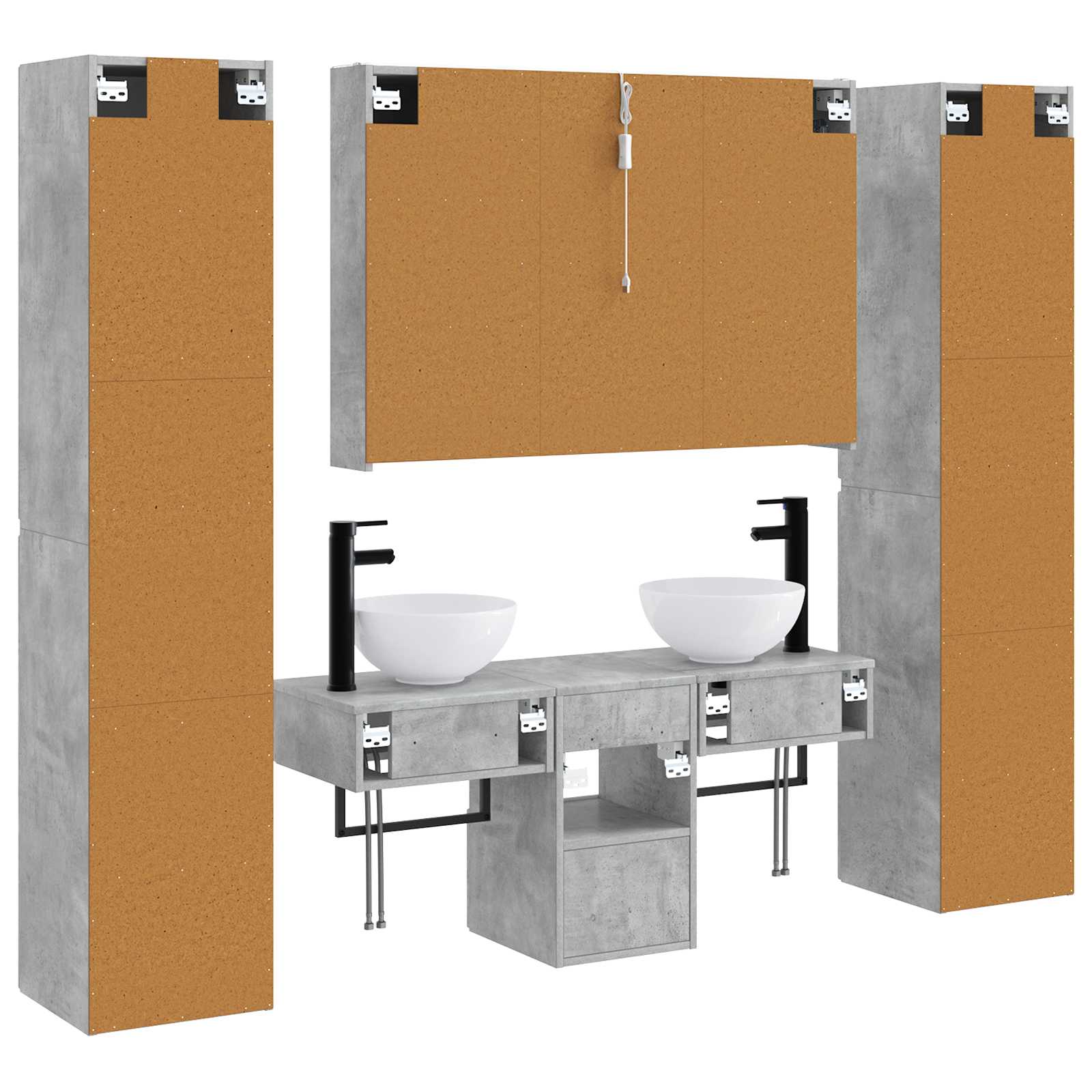 Set namještaja za kupaonicu 6 pcs Betonska siva