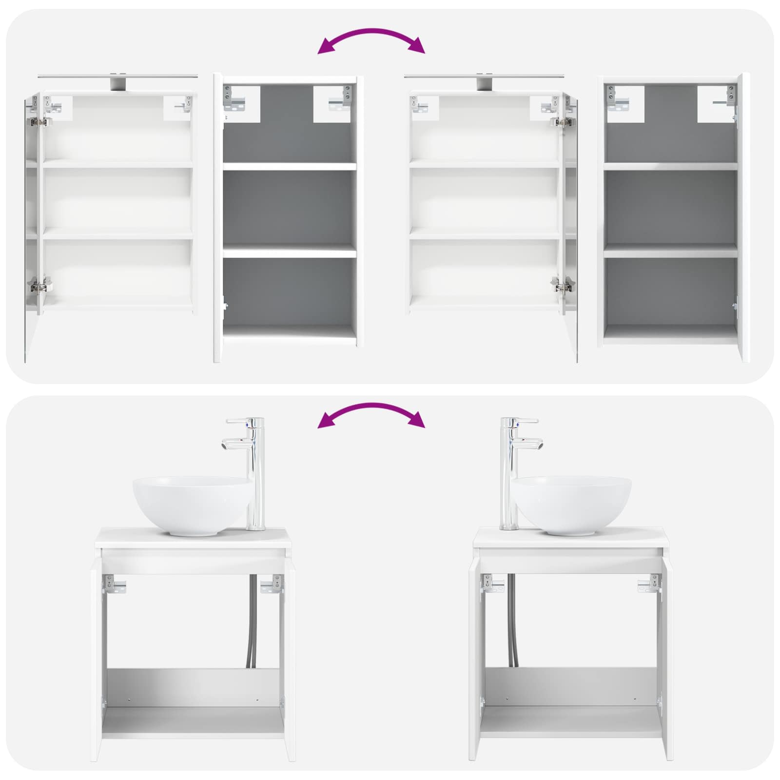 Set ormarića za kupaonicu 5 pcs Bijela 50 x 14,5 x 70 cm