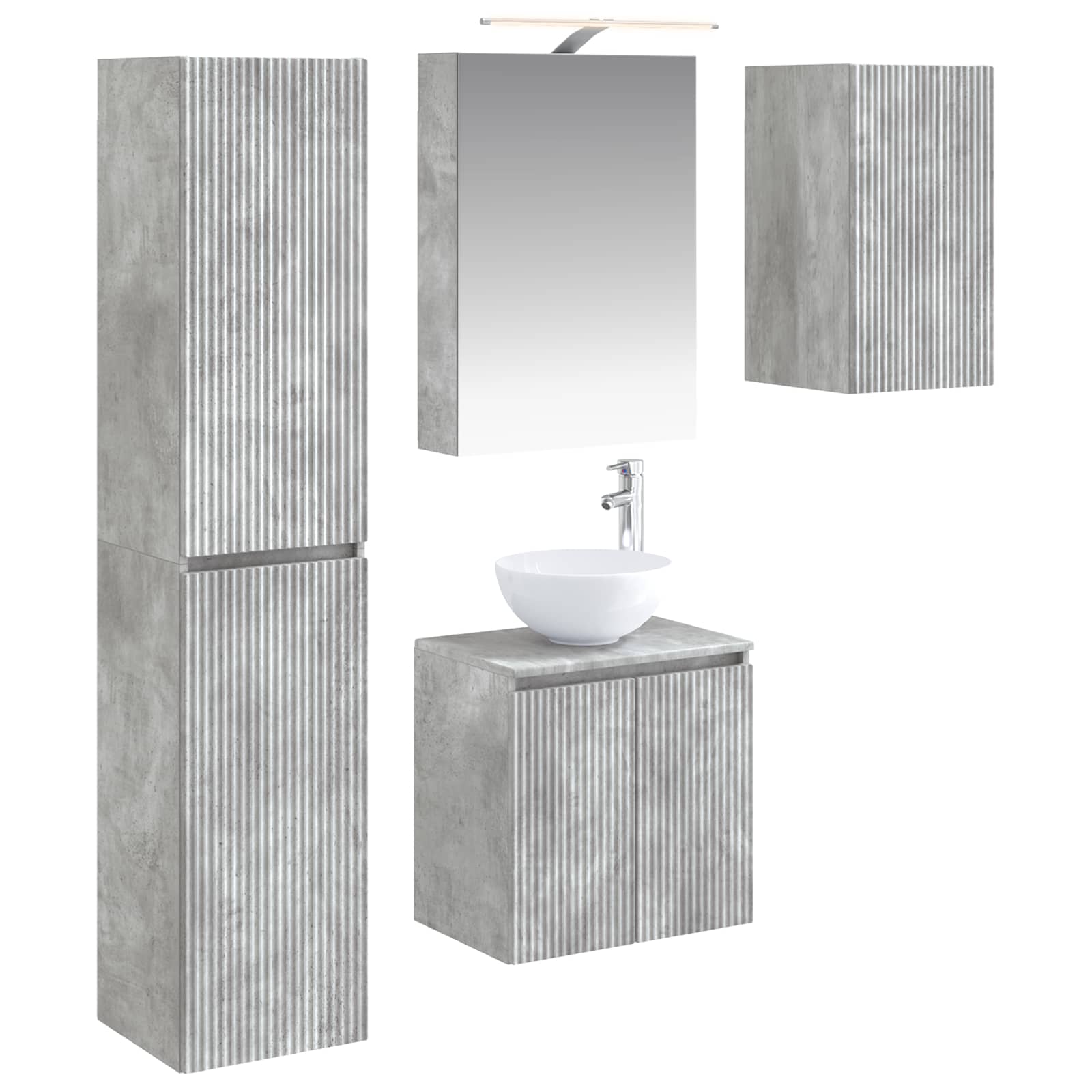 Set ormarića za kupaonicu 5 pcs Betonska siva 50 x 14,5 x 70 cm