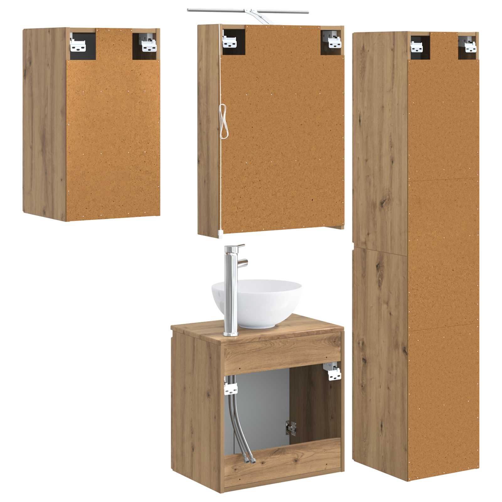 Set ormarića za kupaonicu 5 pcs Hrast artisan 50 x 14,5 x 70 cm